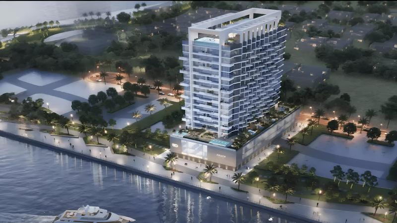 Azura Residences exterior facade on Dubai Islands waterfront