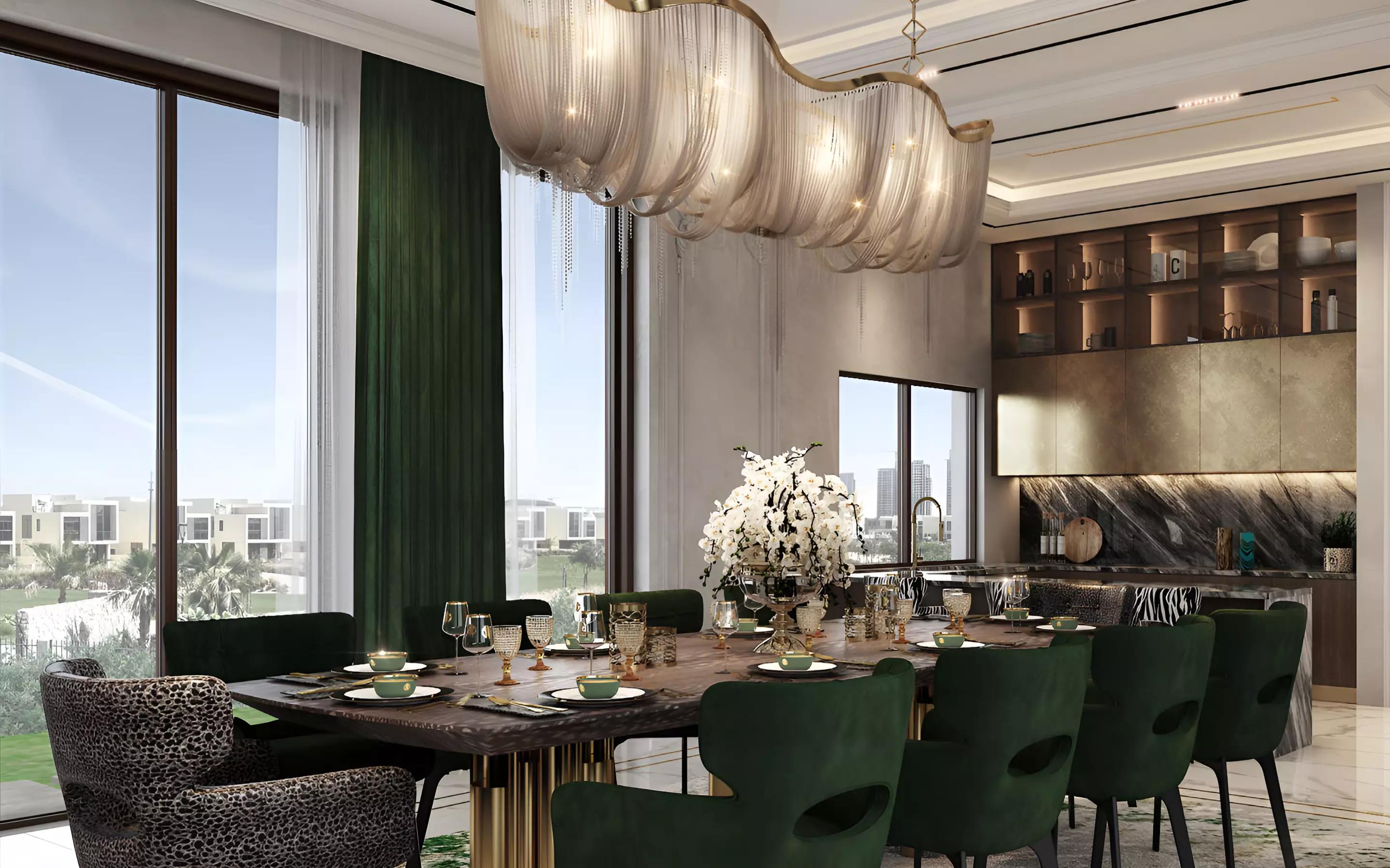 Cavalli Estates villa kitchen with fitted appliances, Damac Hills, Dubai
