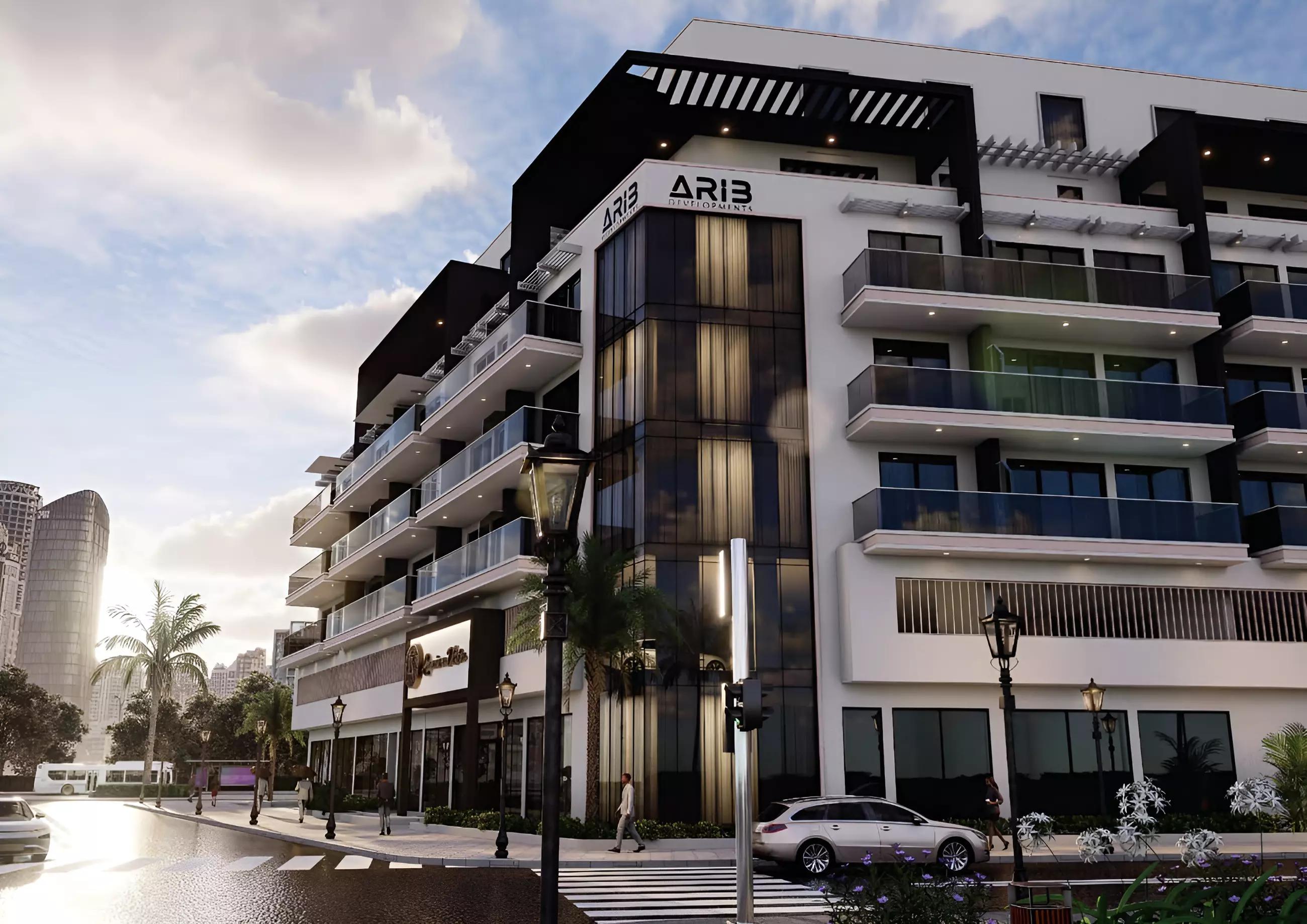 Lumina Vista building exterior facade in Jumeirah Village Circle, Dubai