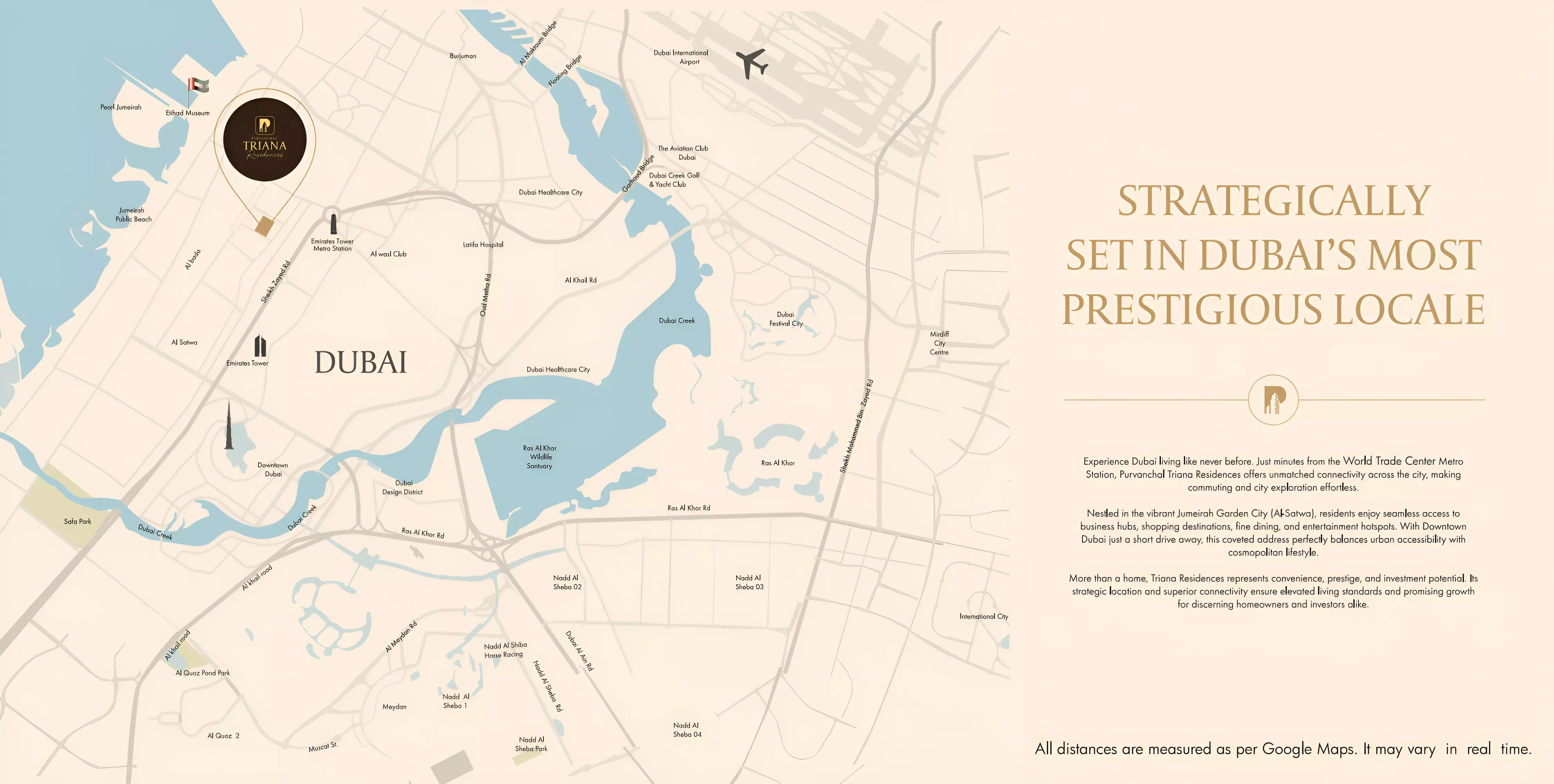 Master plan layout of Purvanchal Triana Residences in Jumeirah Garden City