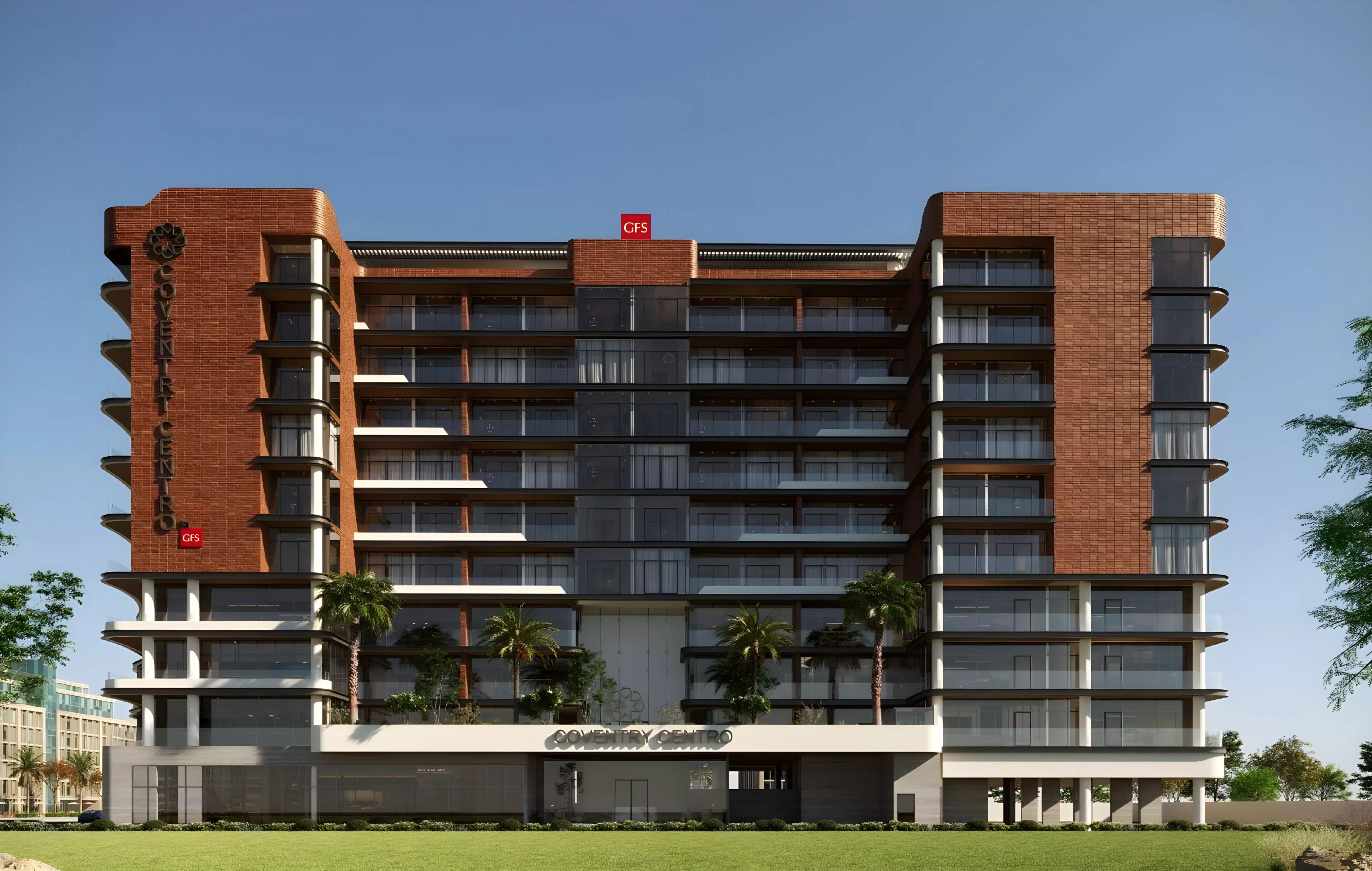 Coventry Centro exterior facade under construction, Dubai Industrial City