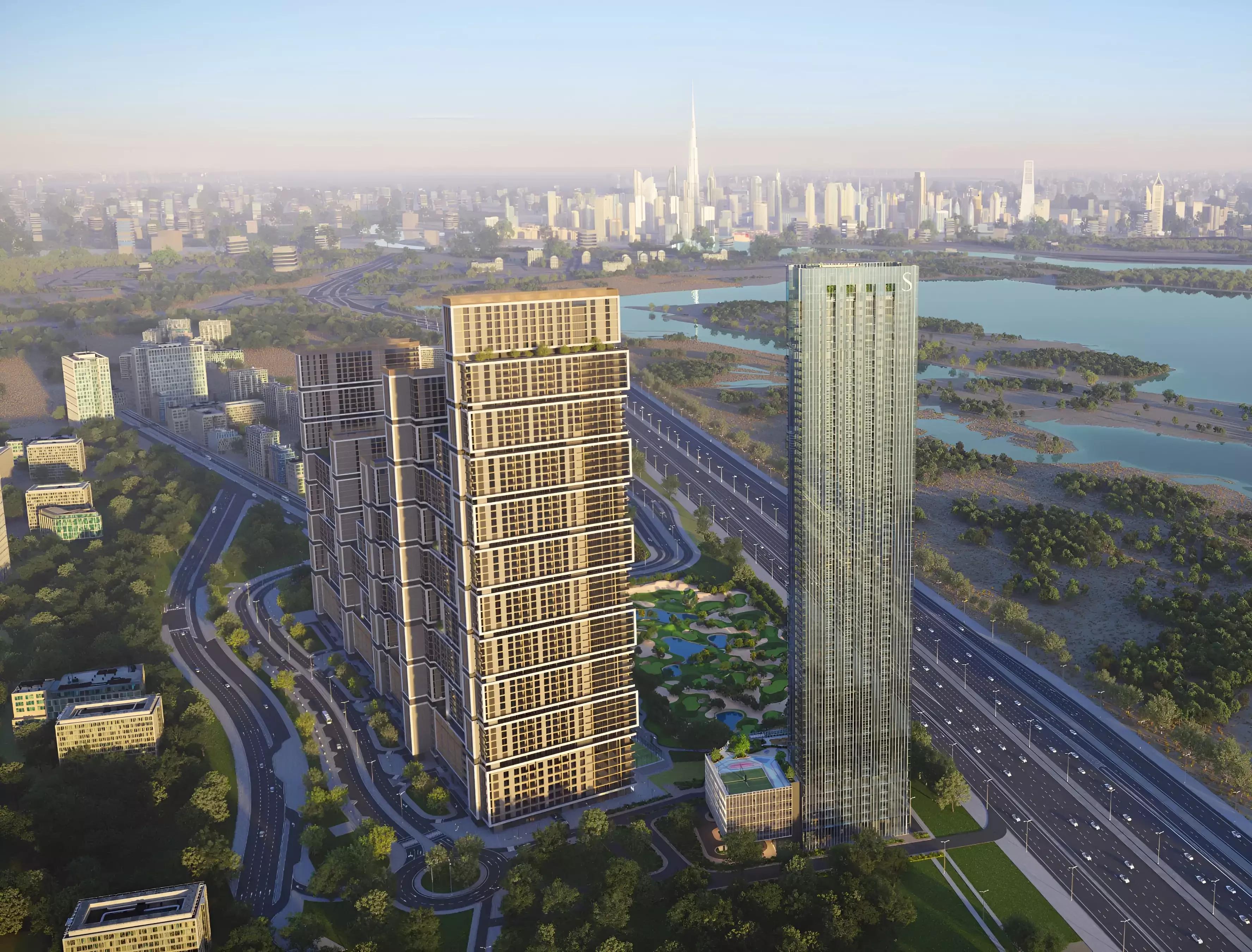 The Element at Sobha One landscaped gardens and walkway, Sobha Hartland, Dubai
