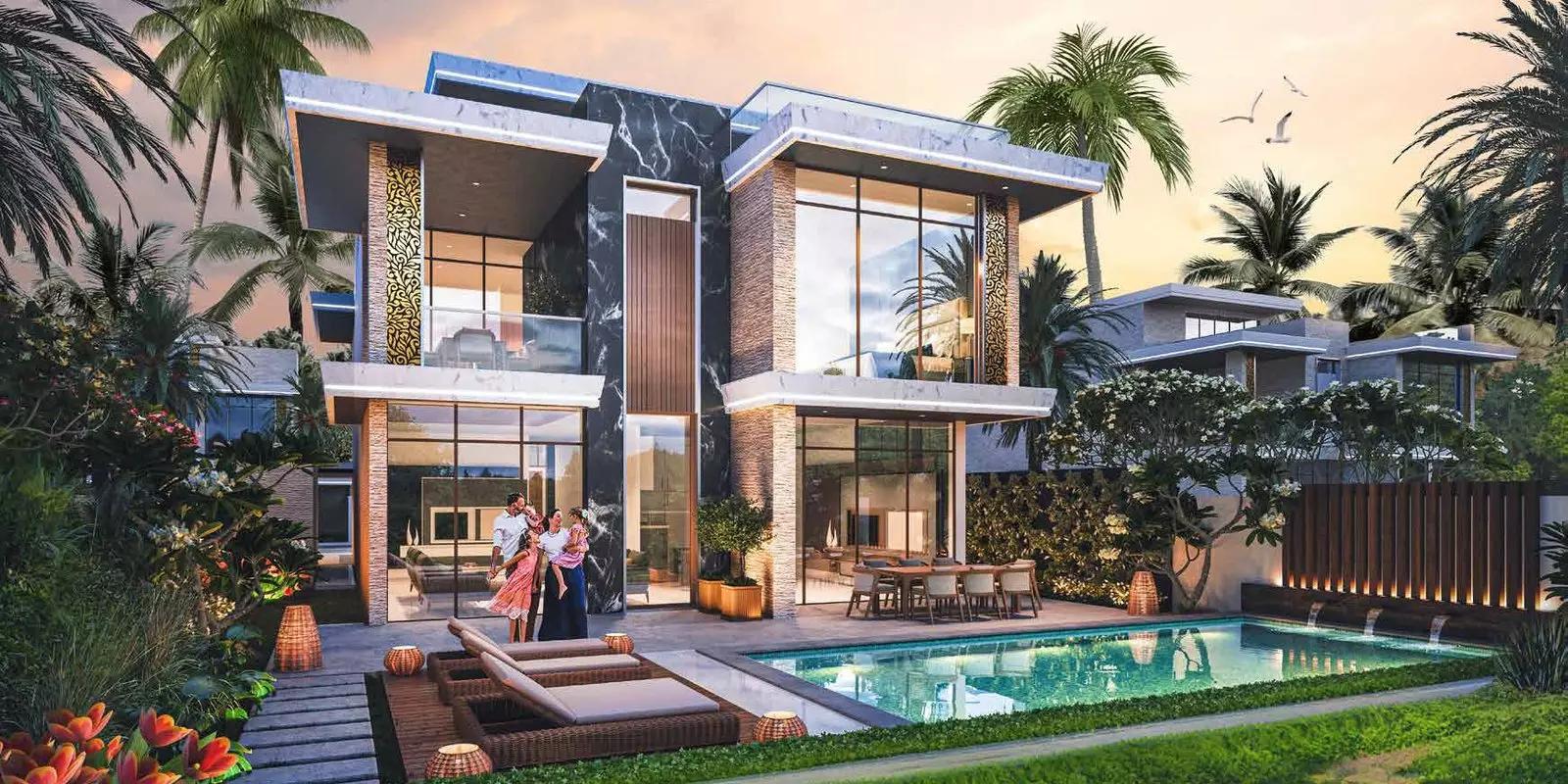Beverly Hills Drive community street view with landscaped verges, DAMAC Hills