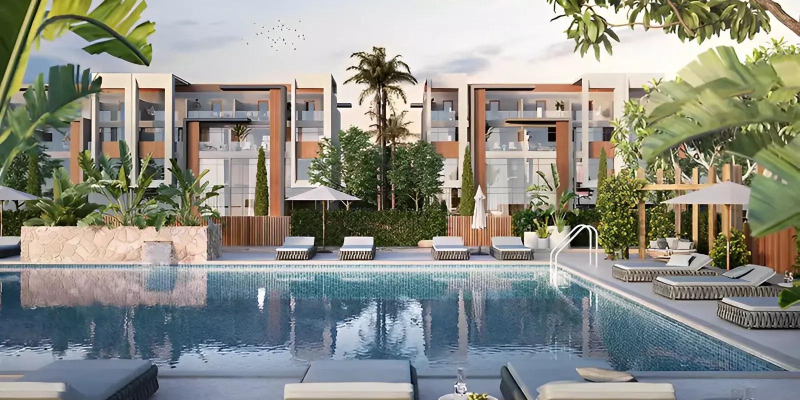 Verdana townhouse exterior with landscaped front garden, Dubai Investment Park 1