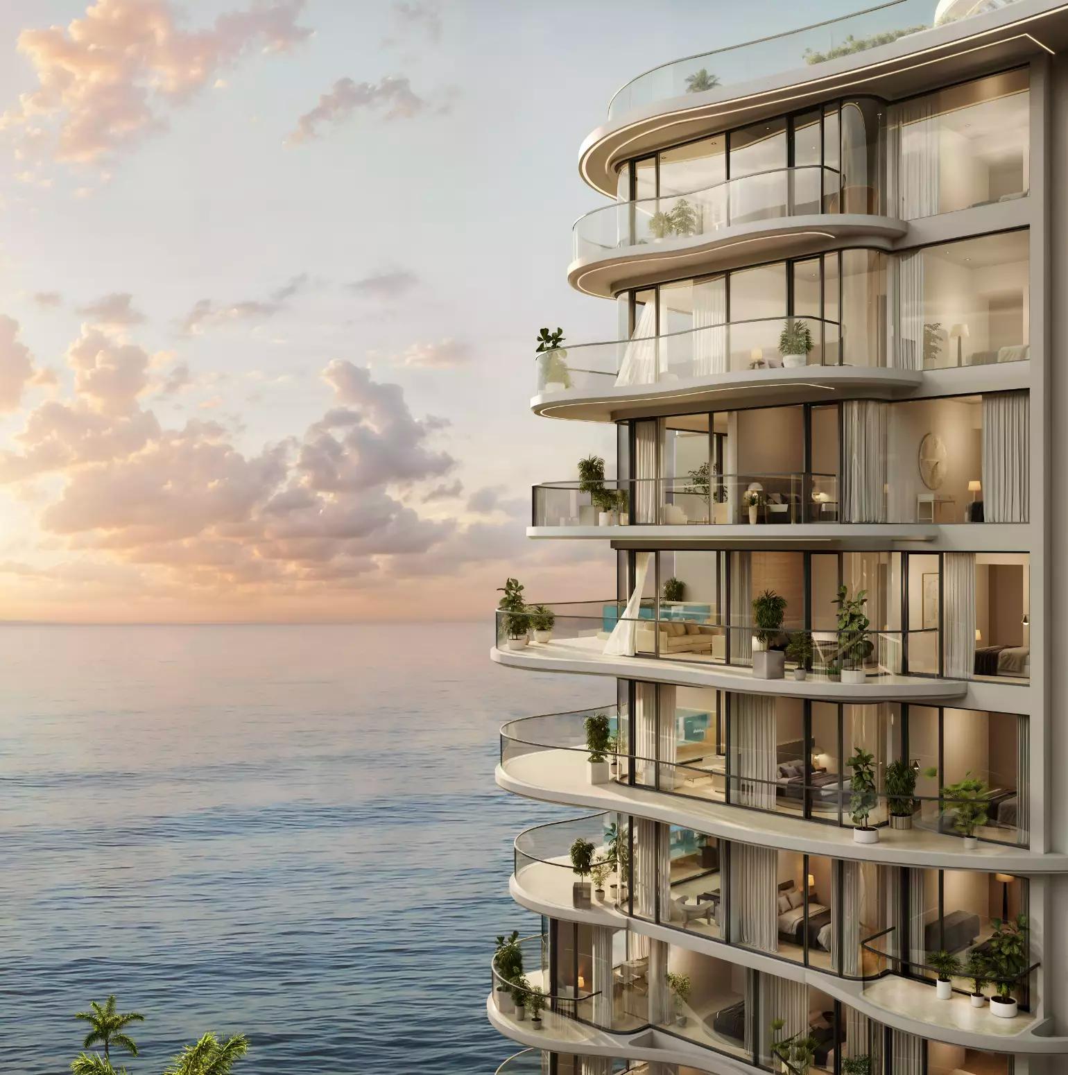Esme Beach Residences building facade detail, Dubai Islands