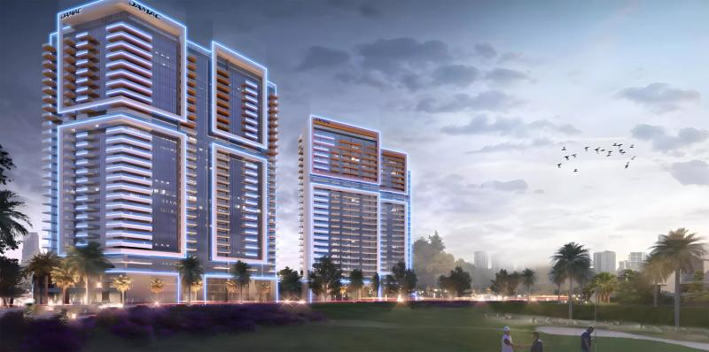 Golf Gate 2 residential building exterior at DAMAC Hills, Dubai