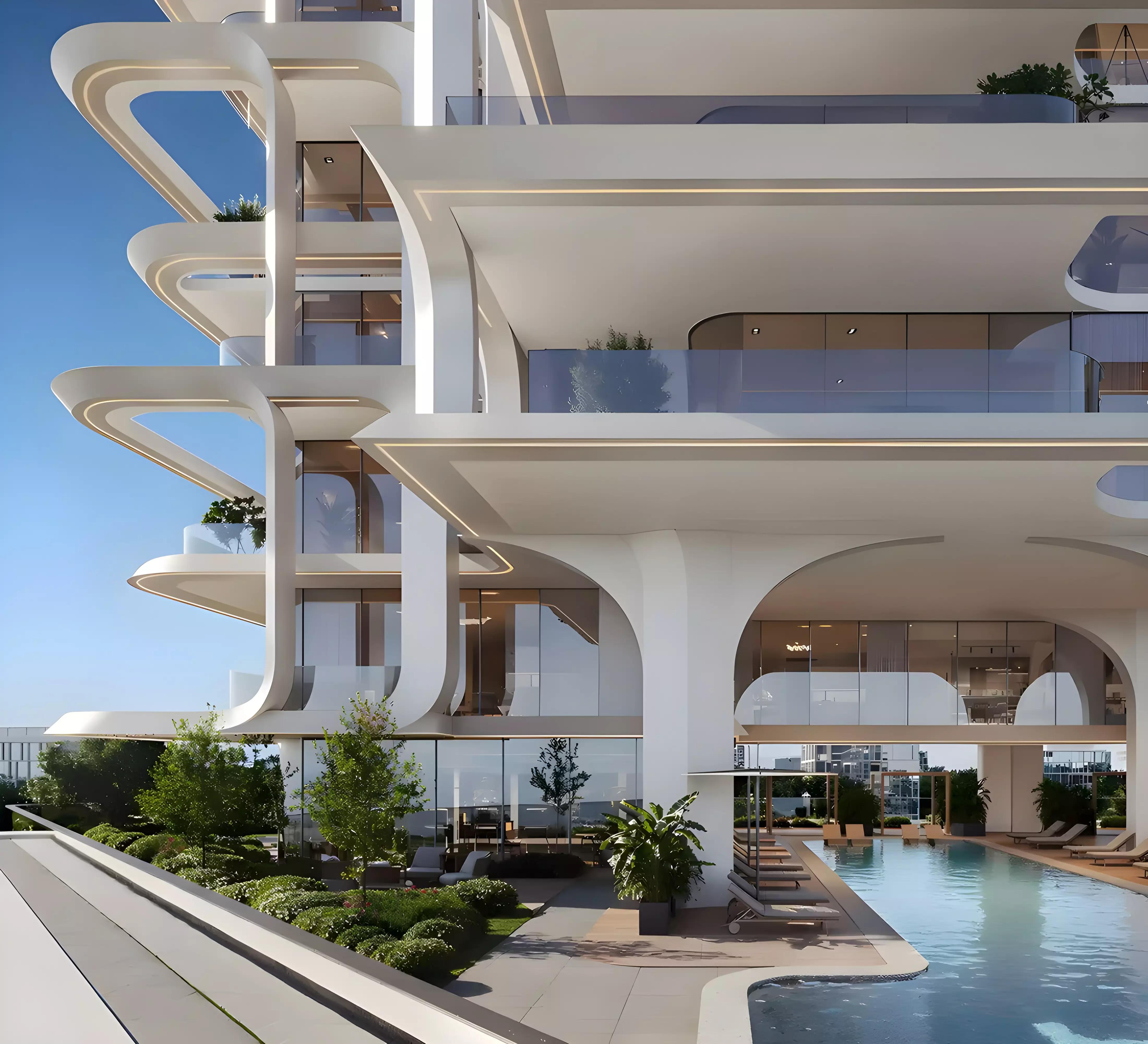 Elle Residences landscaped garden area, Dubai Islands