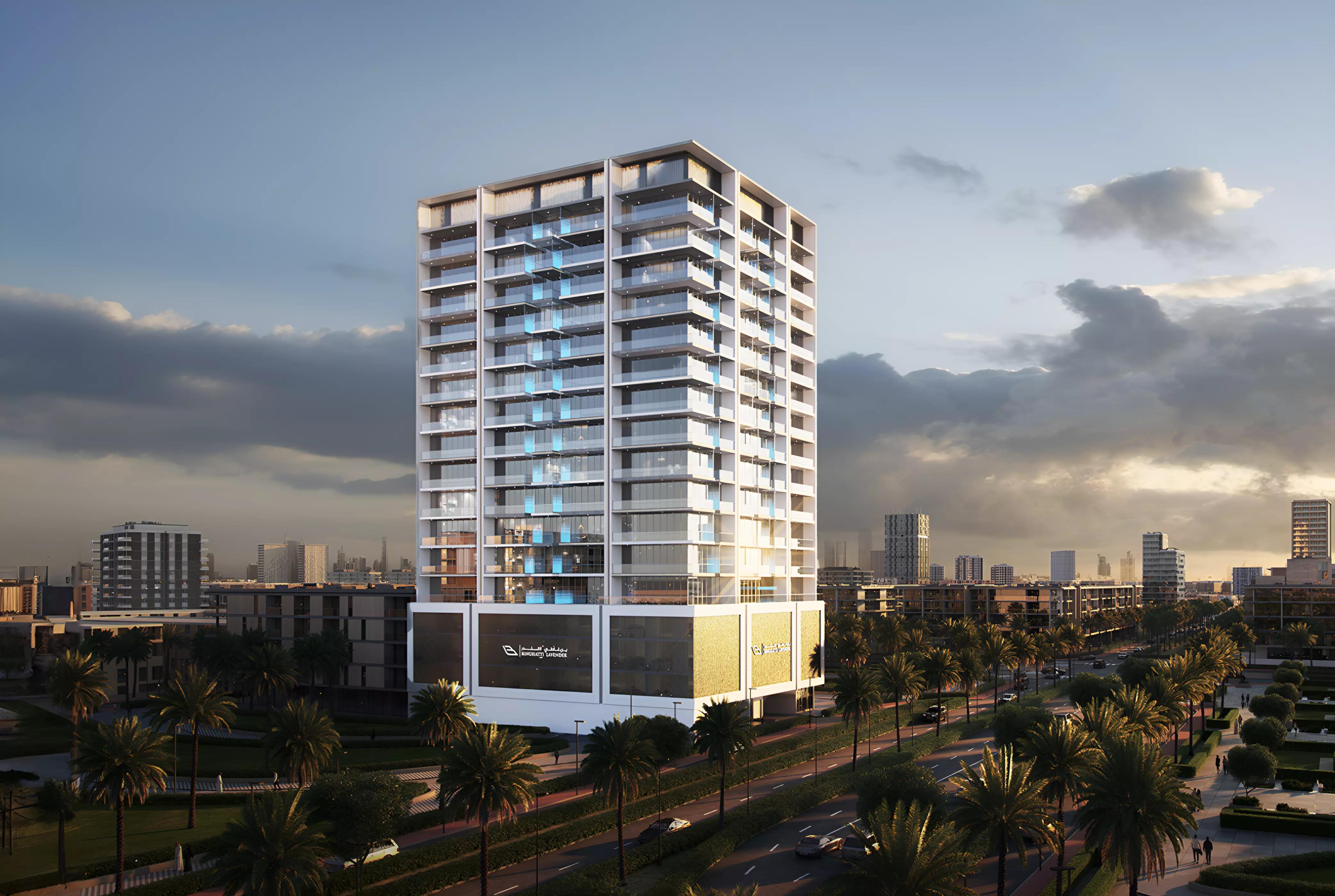 Binghatti Lavender building entrance and driveway, JVC, Dubai