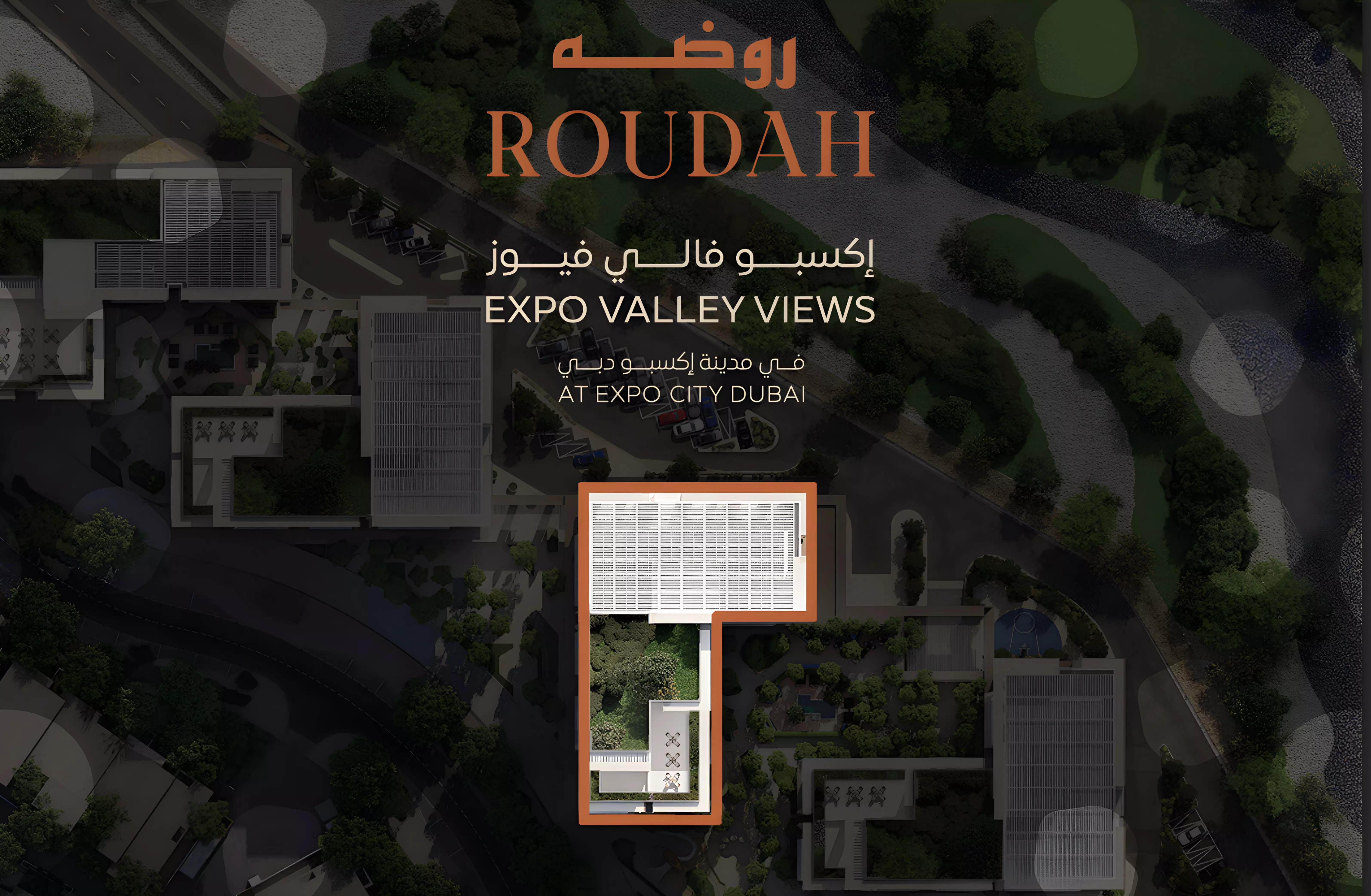 Roudah masterplan layout showing Expo Valley Views district, Expo City Dubai