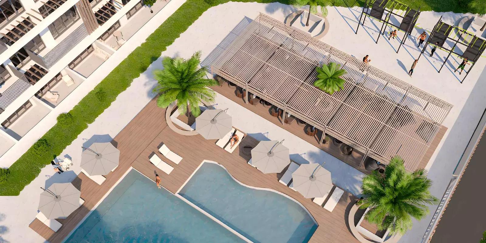 Serene Gardens shared swimming pool deck, Al Furjan
