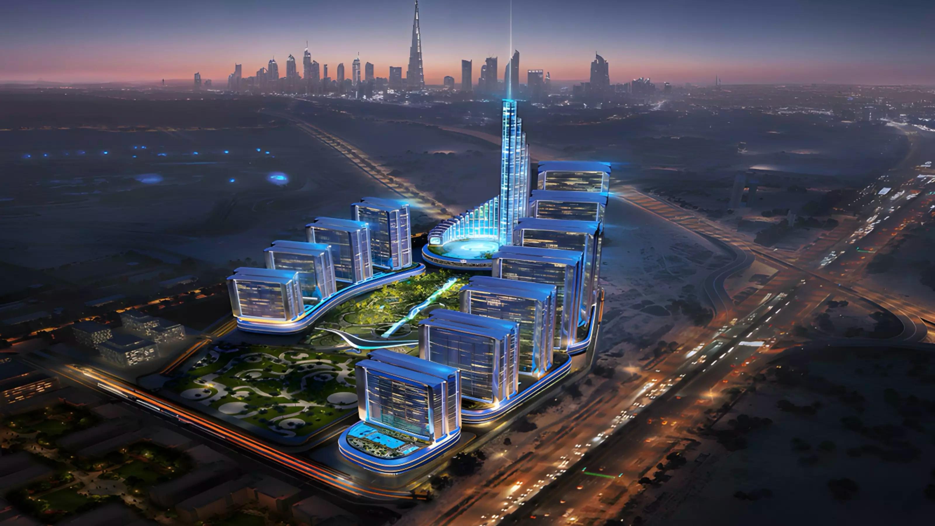 Binghatti Vision Iconic exterior facade, Nad Al Sheba, Dubai