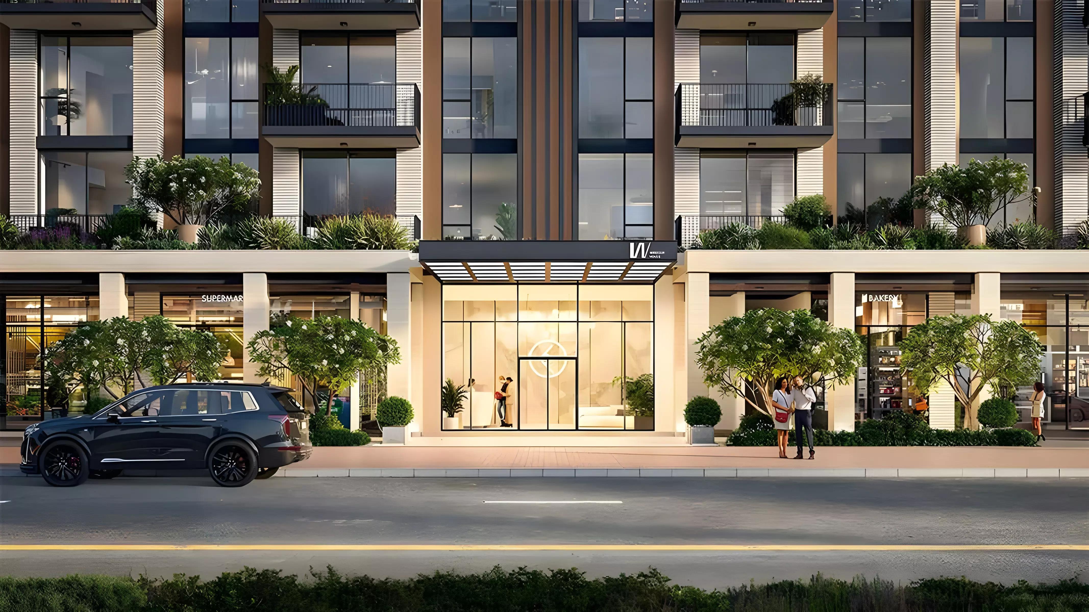 Windsor House amenity deck with landscaped gardens, Dubai South