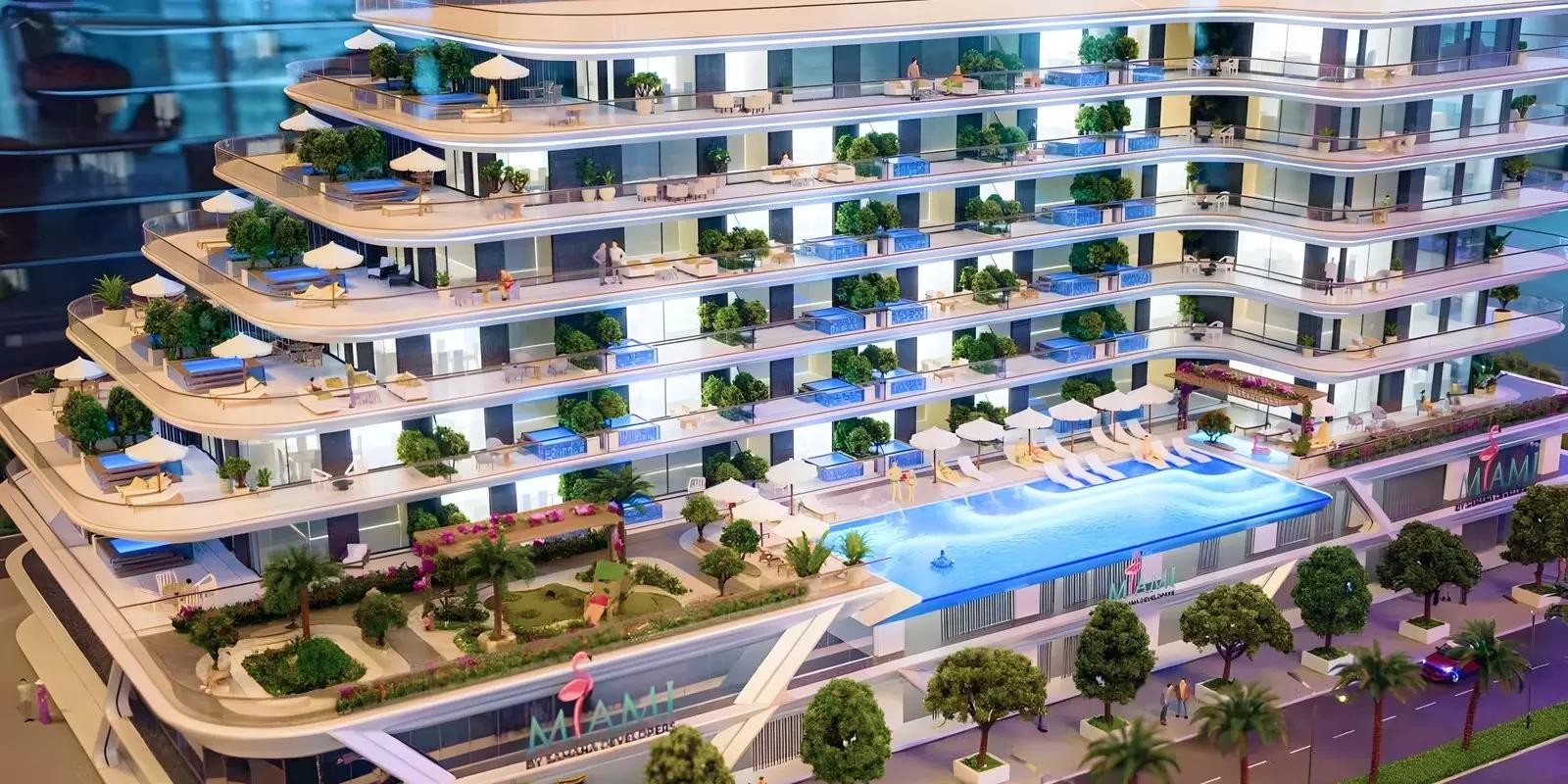 Samana Miami exterior tower view, JVC, Dubai