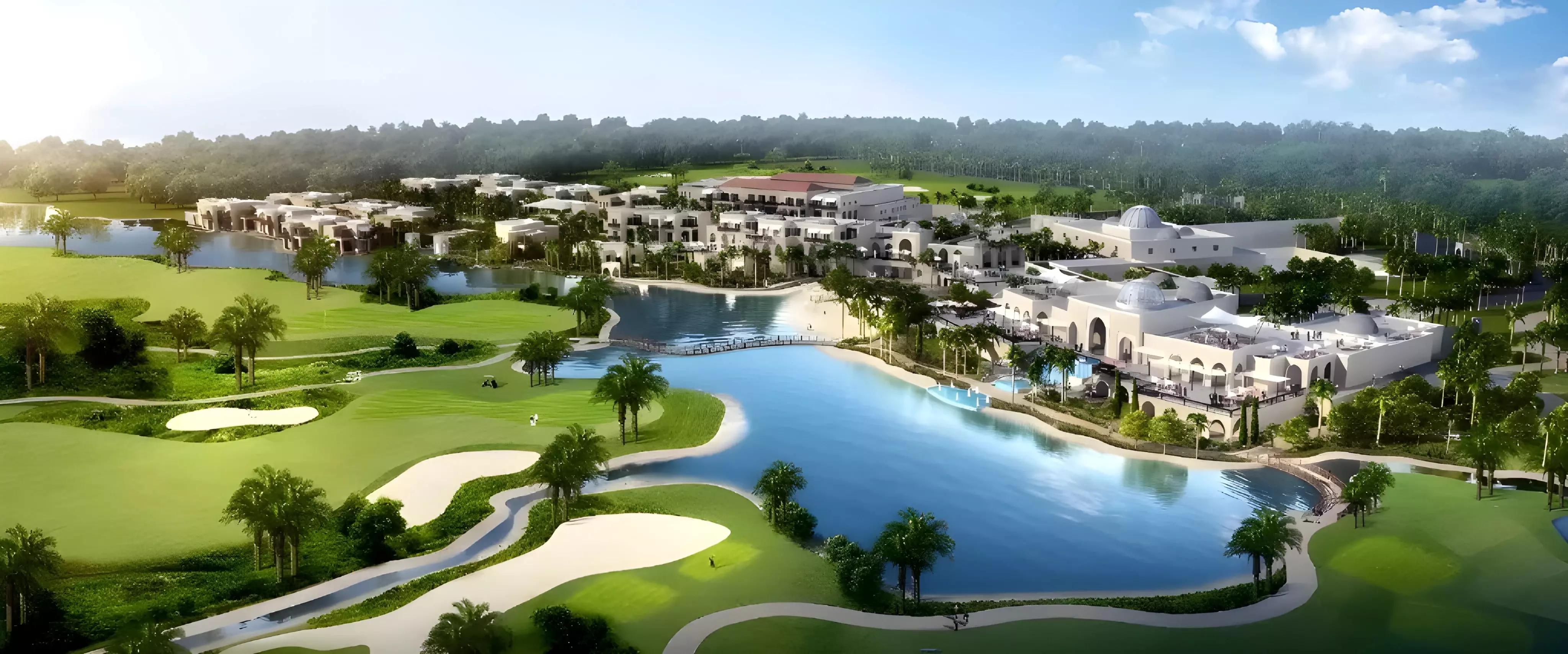 Ivory by Damac exterior render of townhouses and villas, DAMAC Hills, Dubai