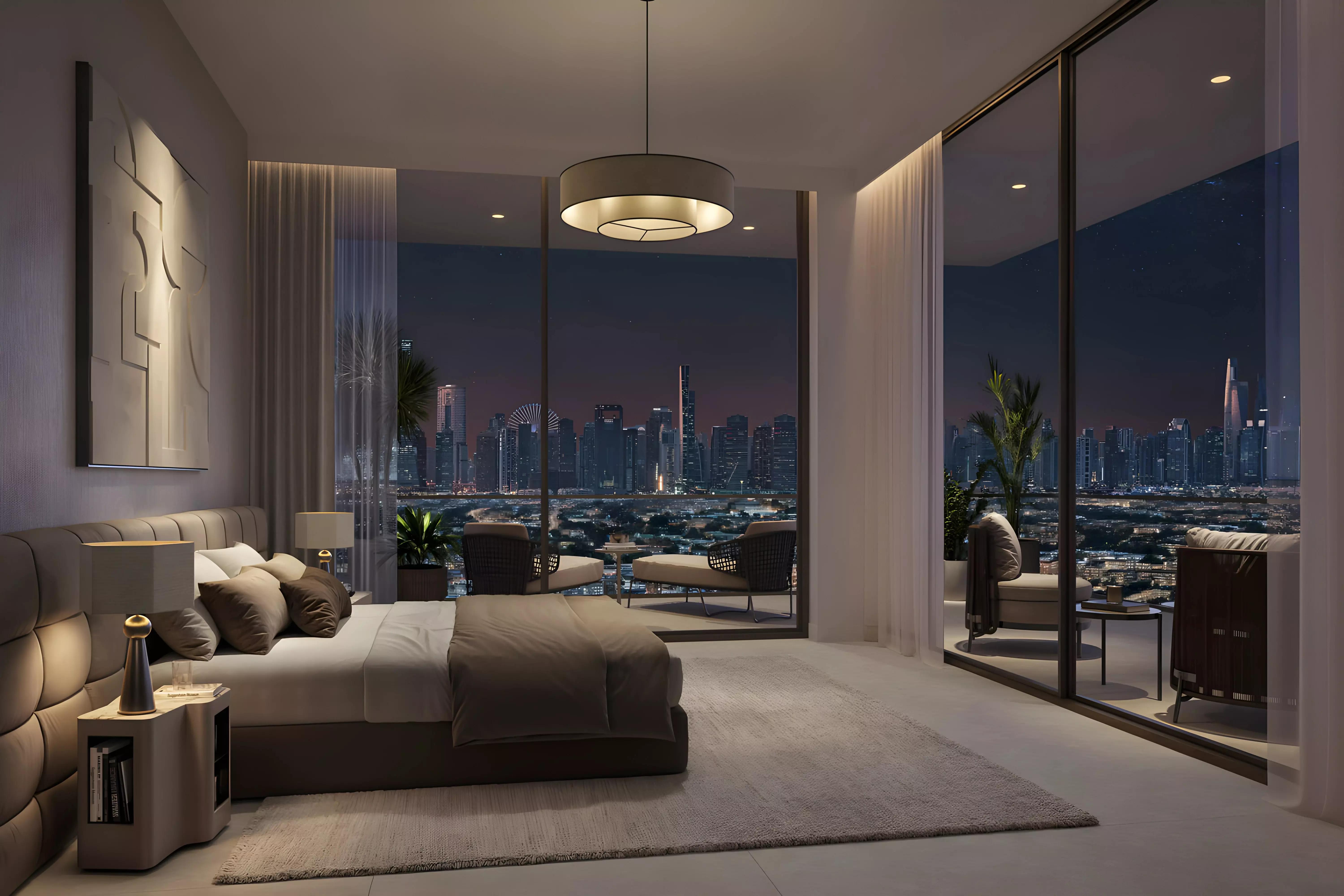 Sol Levante apartment interior living space, Jumeirah Village Triangle, Dubai