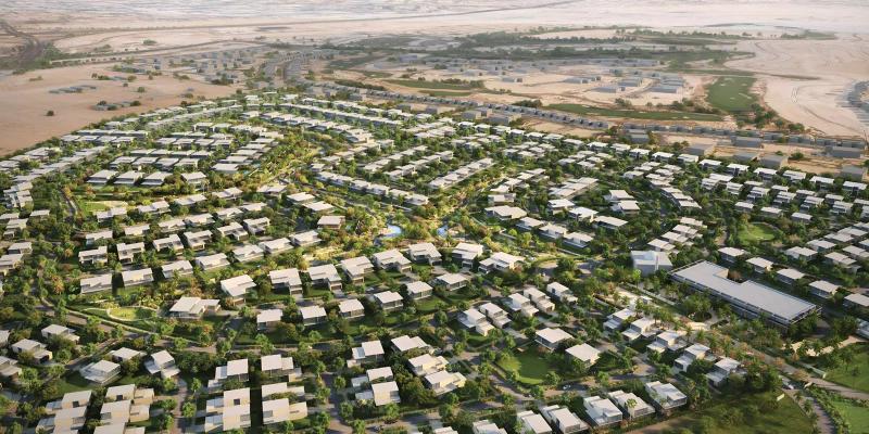Eden Hills villa exterior with landscaped frontage, MBR City, Dubai