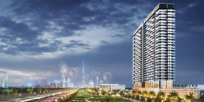Binghatti Amber apartment building exterior, JVC, Dubai