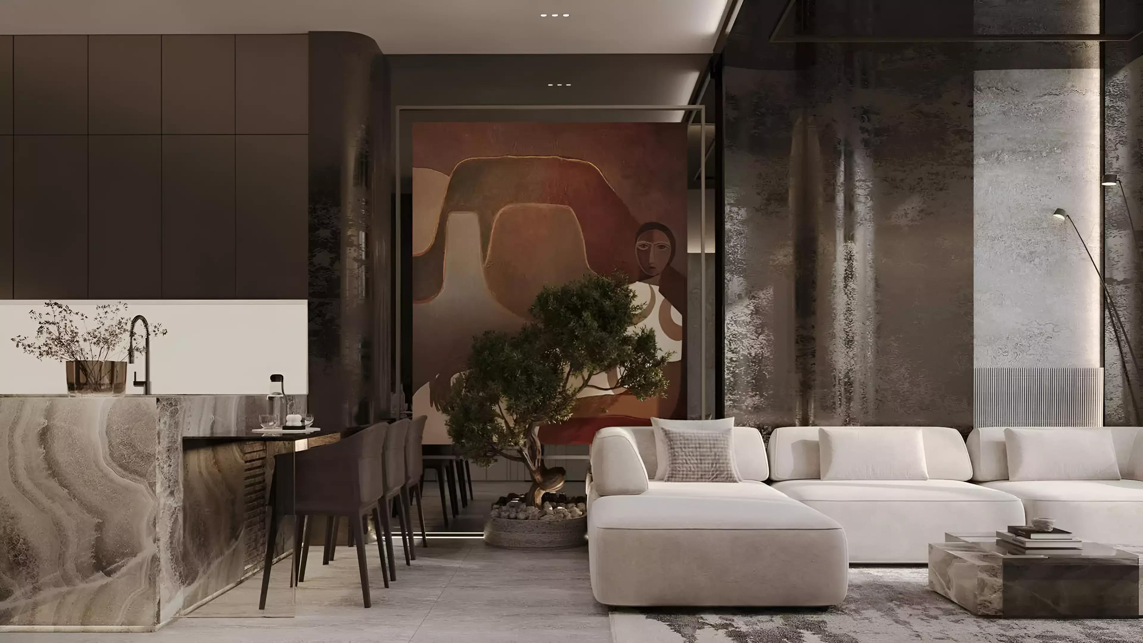 Arya Residences apartment interior render, Dubai Islands