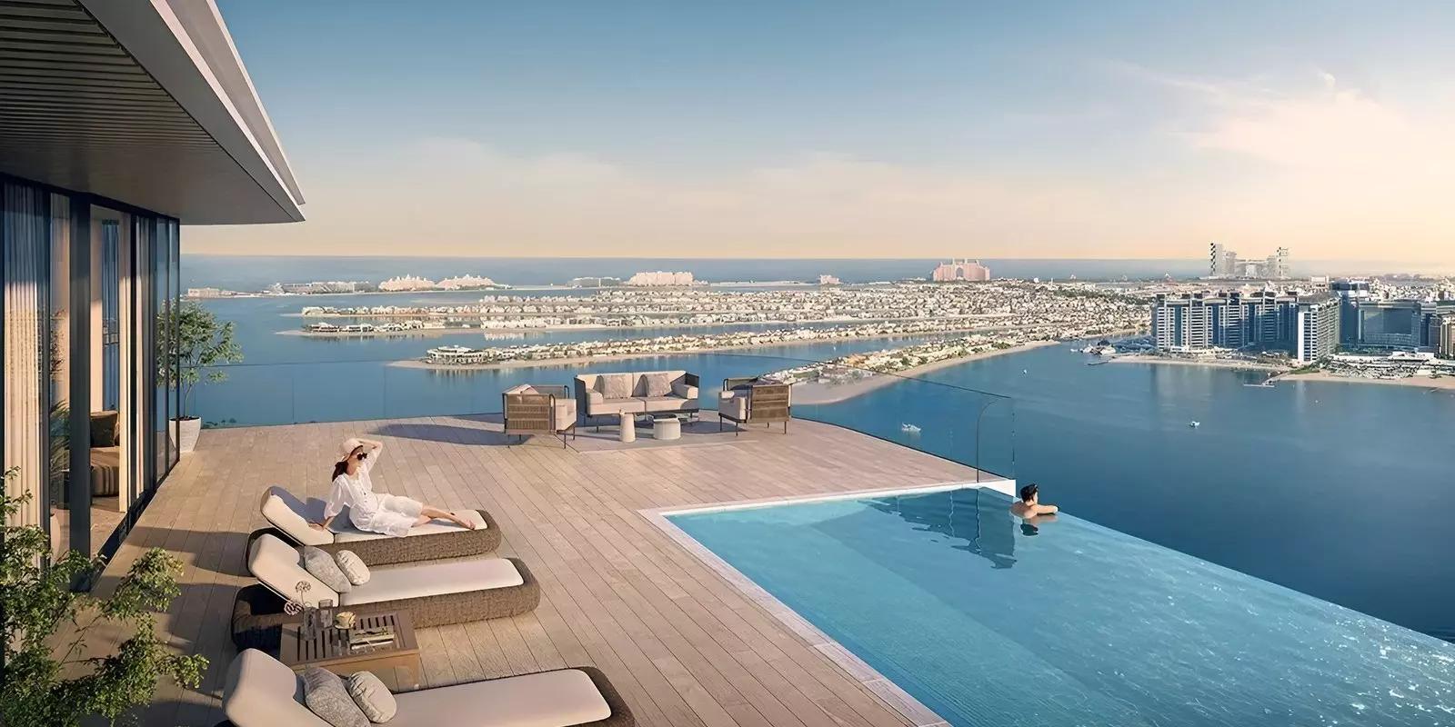Bayview by Emaar landscaped gardens and pool area, Emaar Beachfront, Dubai Harbour