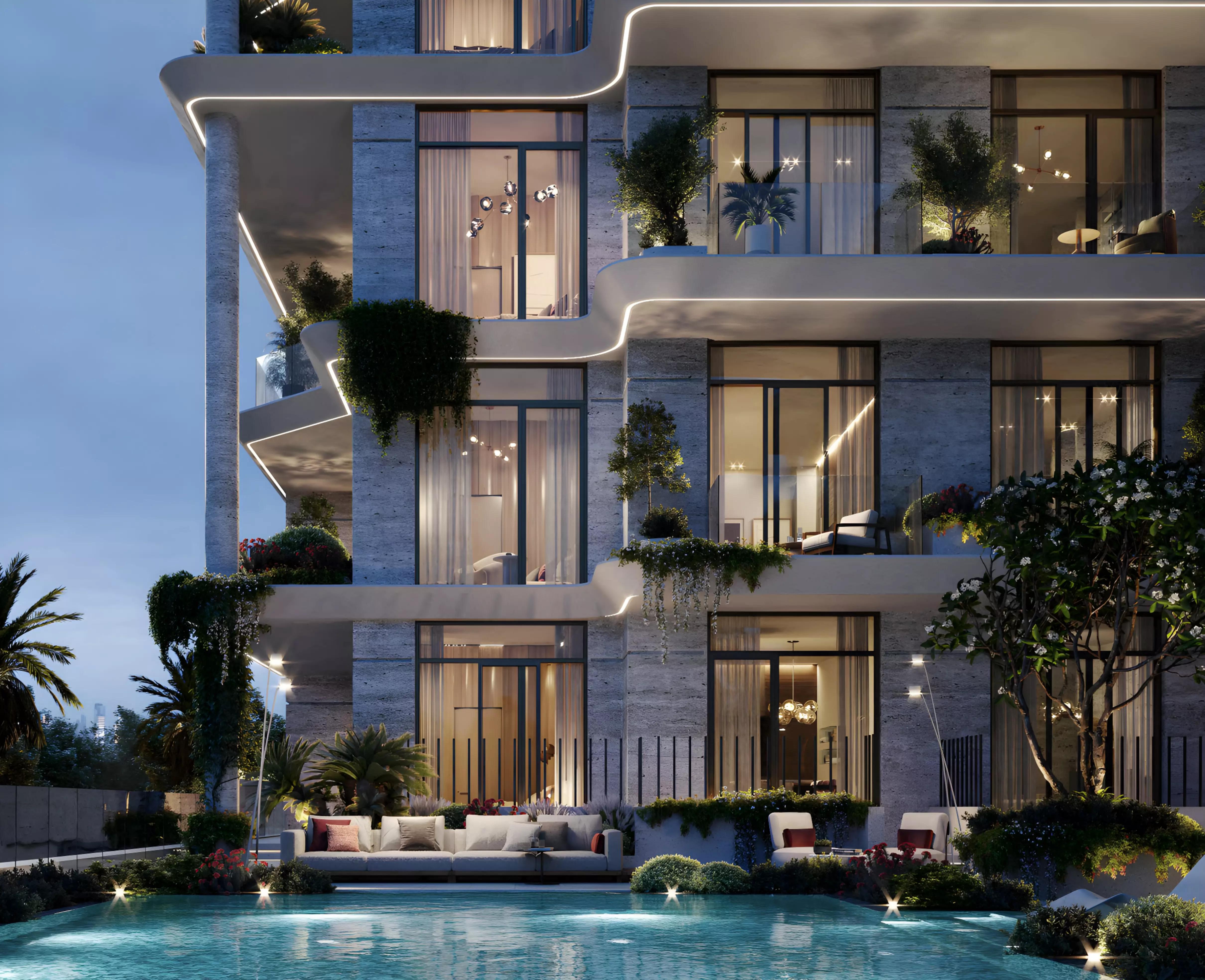 Émerge Residences landscaped garden and outdoor amenity space, Nad Al Sheba