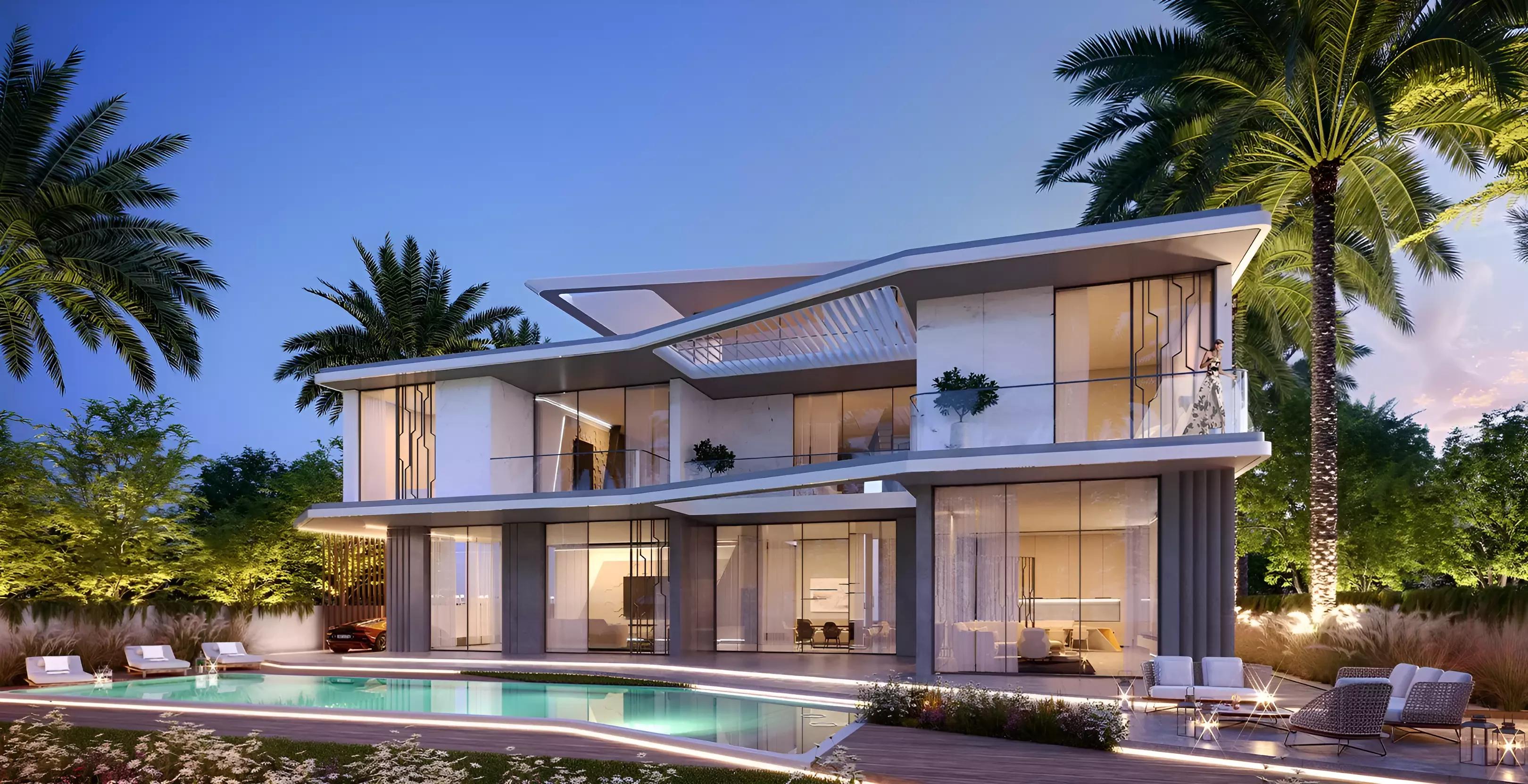 Lamborghini Mansions villa facade and driveway, Dubai Hills Estate