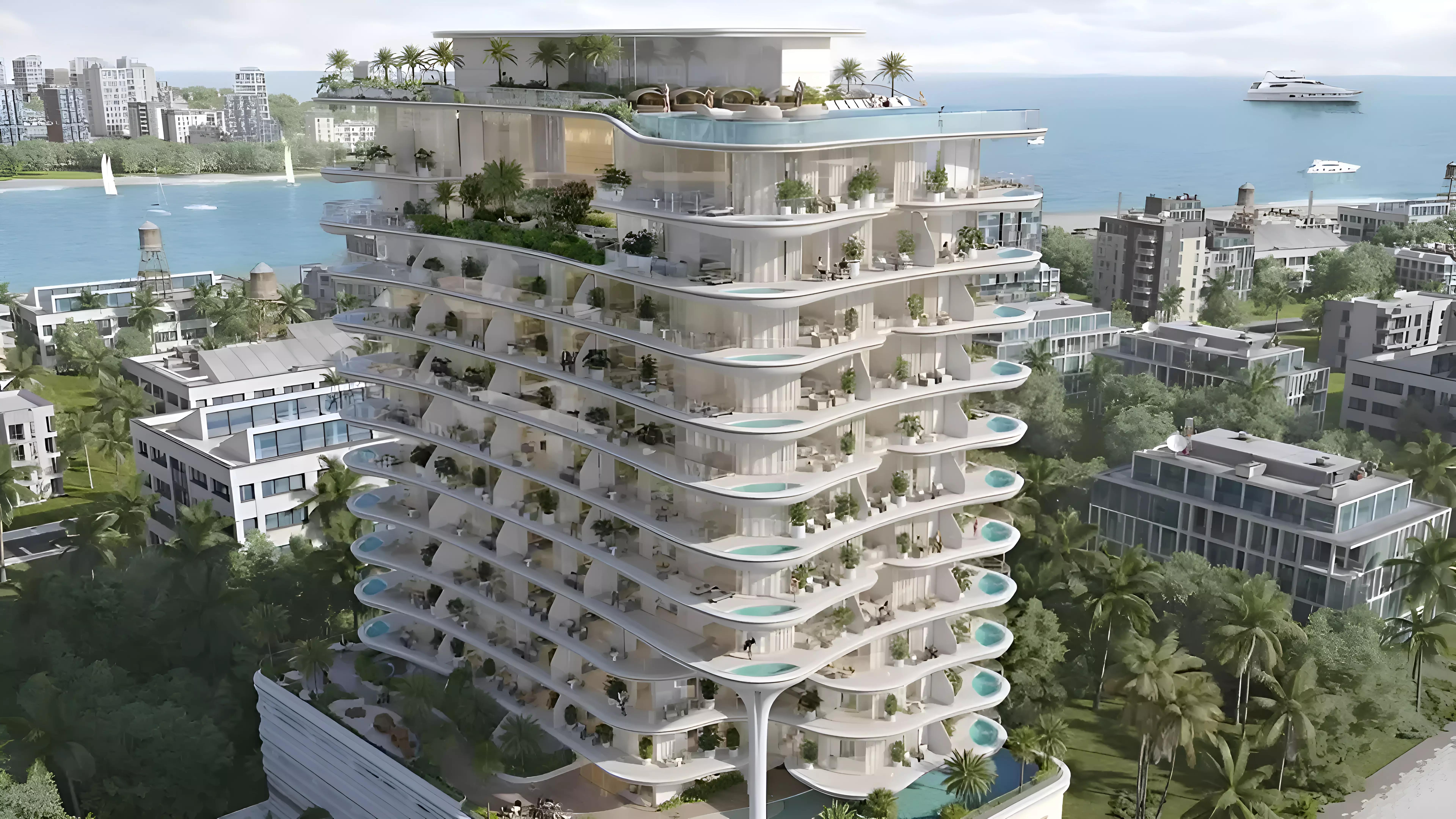 Beach Walk residential building exterior, Dubai Islands, Dubai