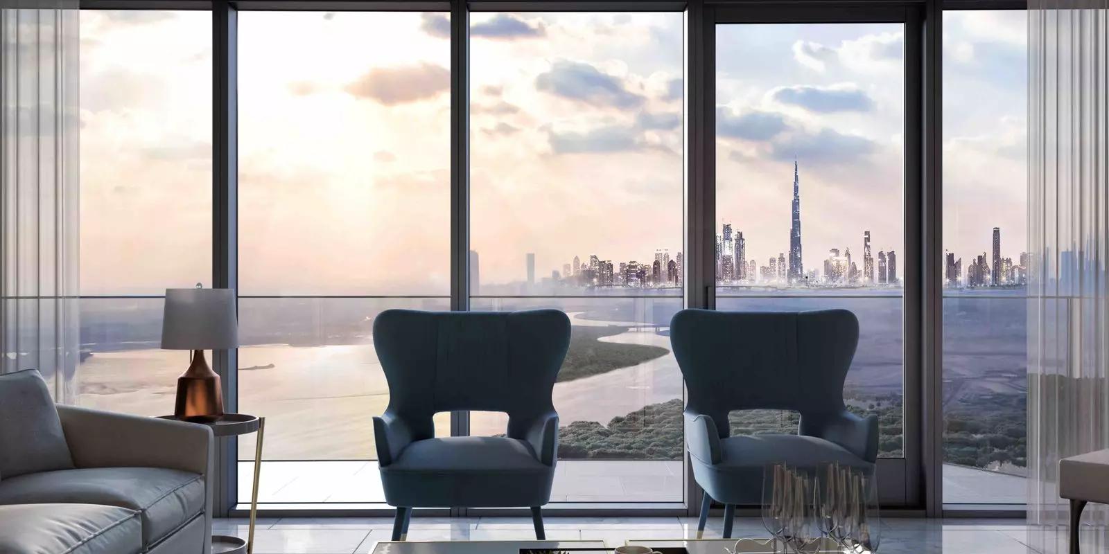 Address Harbour Point bedroom with waterfront view, Dubai Creek Harbour