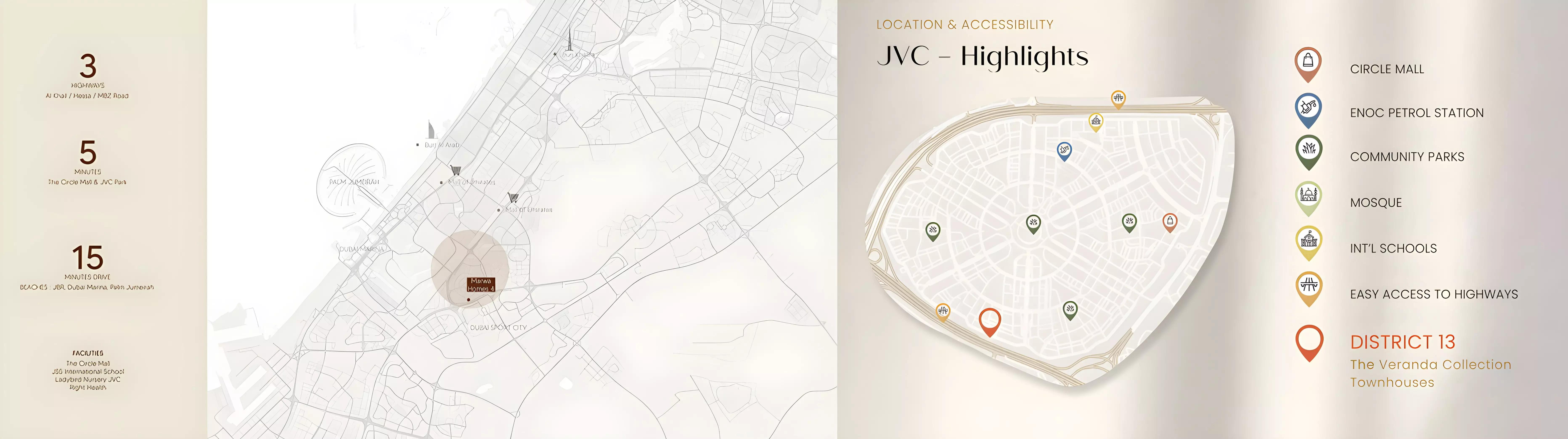 Master plan layout of The Veranda Collection 1 development, District 13, Jumeirah Village Circle