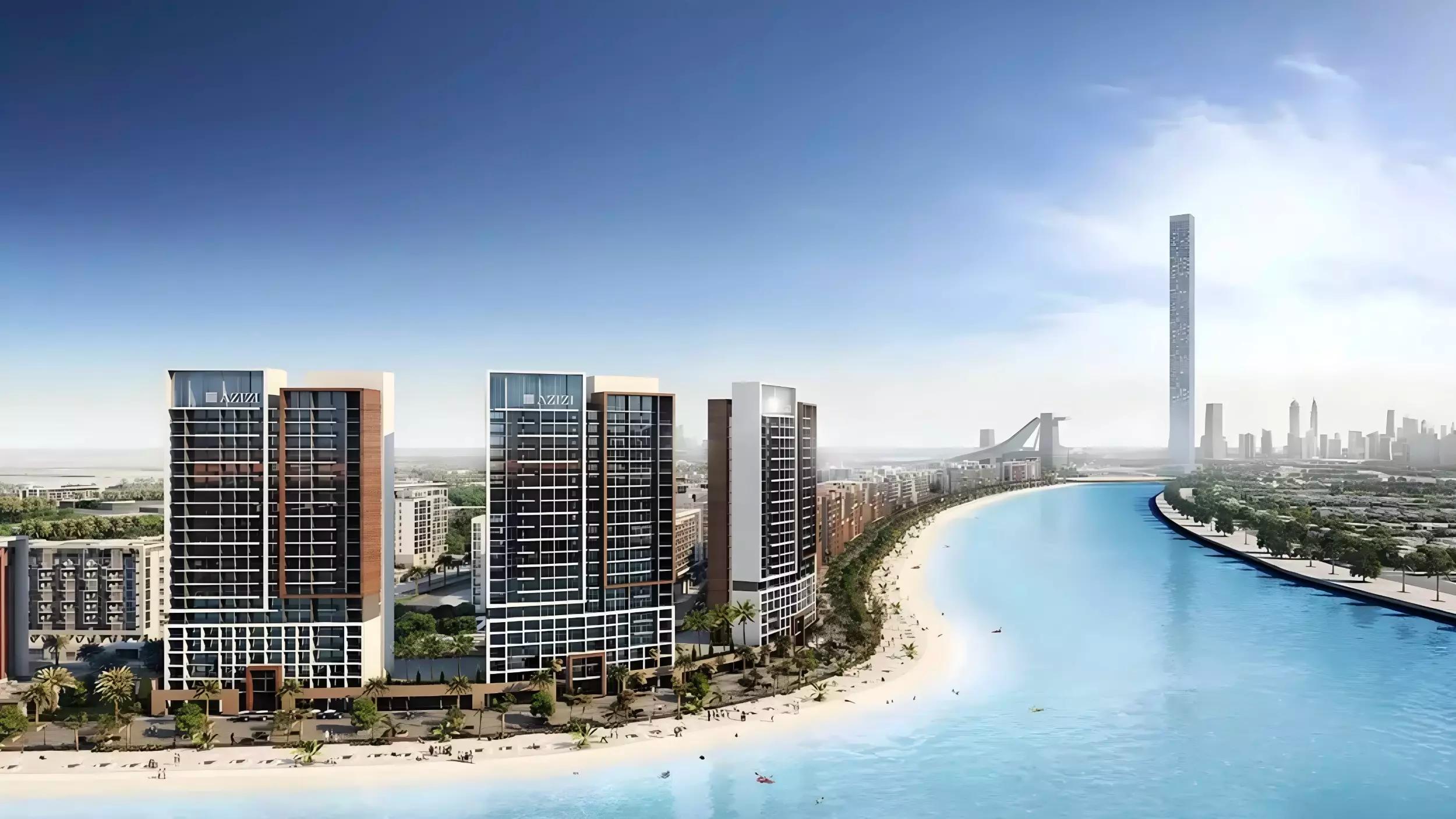 Azizi Riviera 60 residential building exterior, Meydan One, Dubai