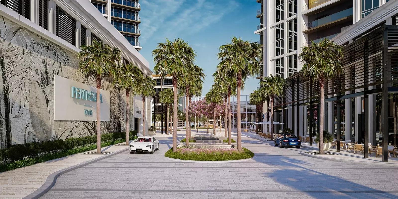 Peninsula Four apartment bedroom with waterfront view, Business Bay, Dubai