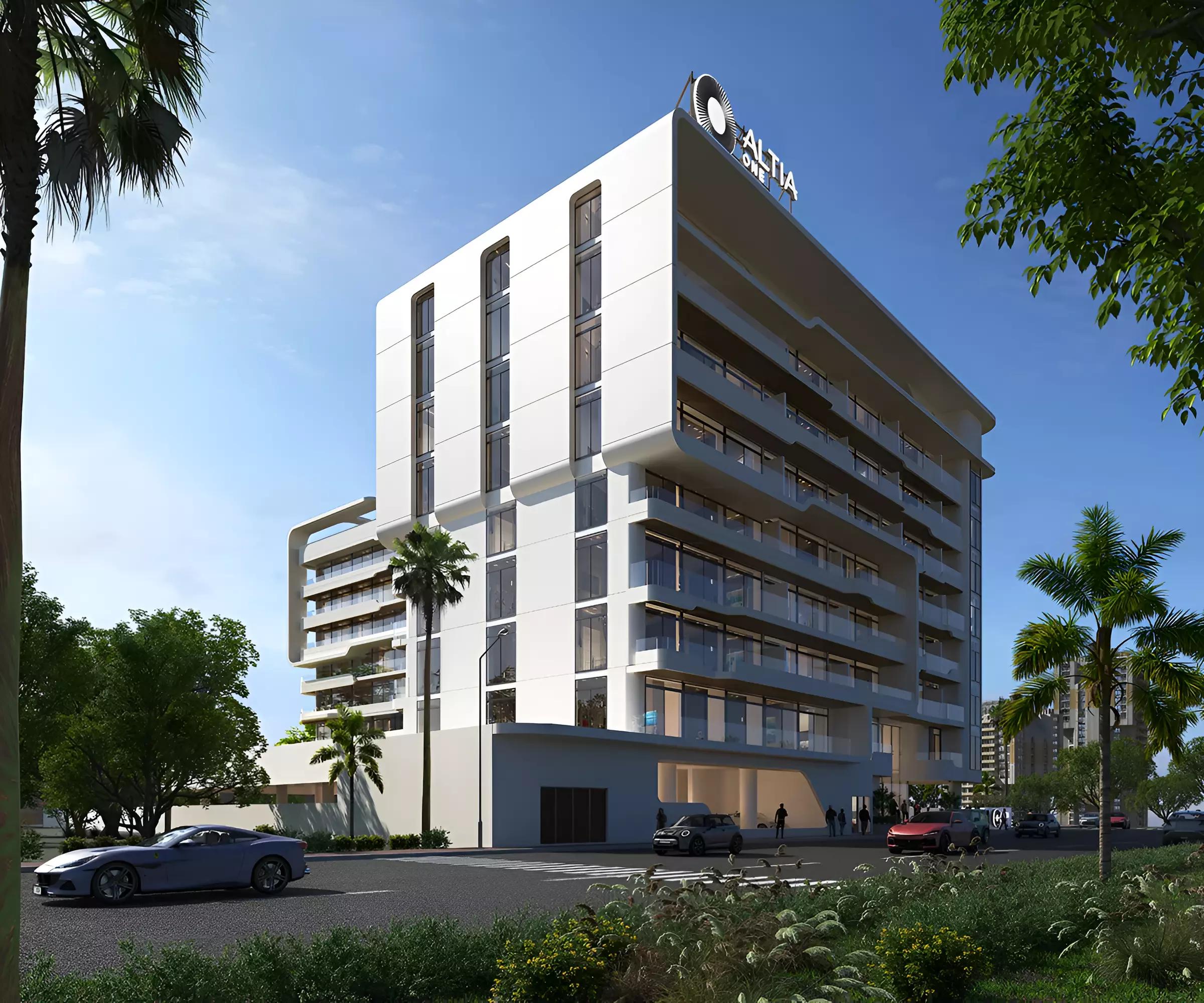 Altia One residential tower street view, Dubai Silicon Oasis