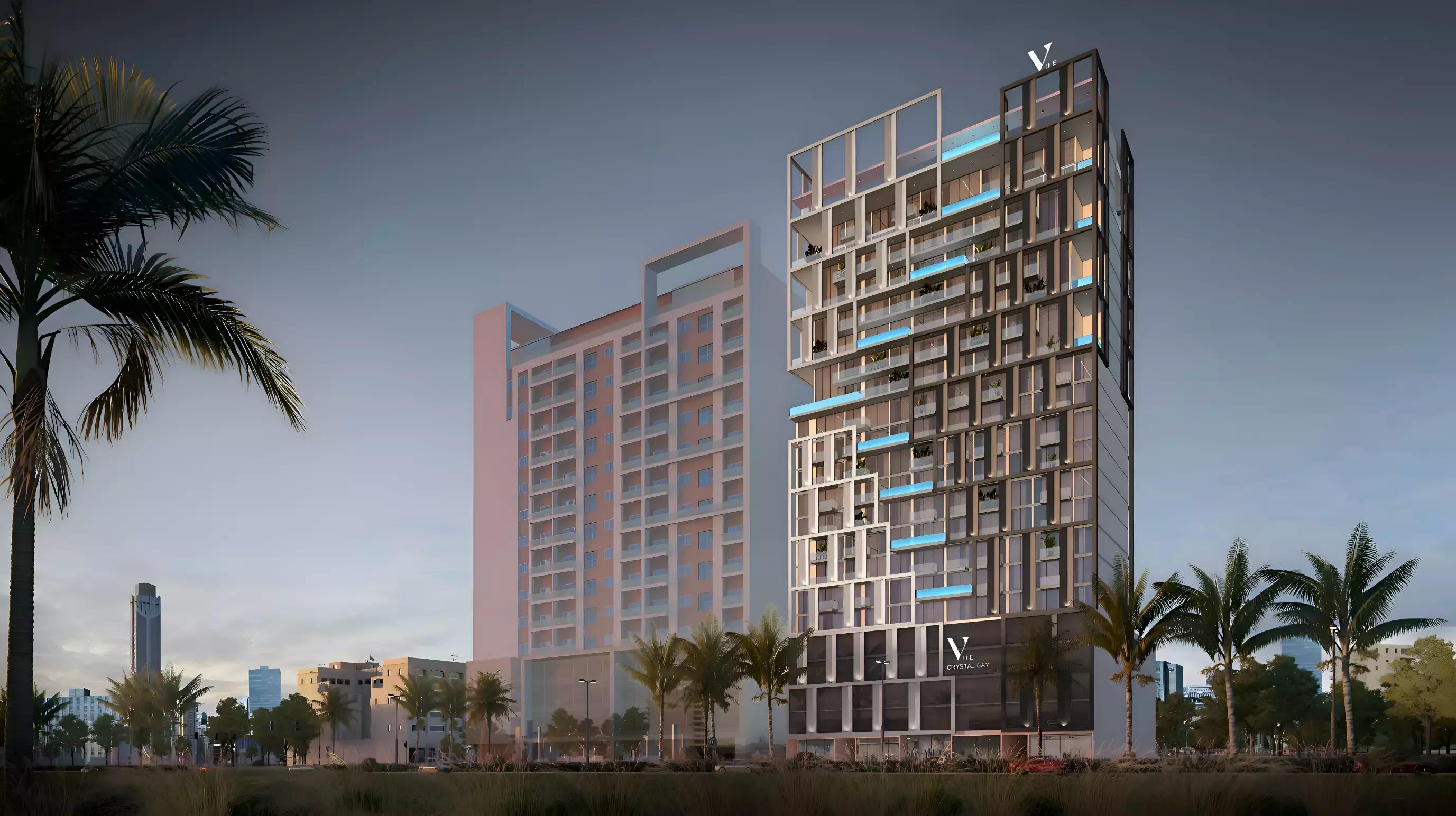 Shared pool and terrace at VUE Crystal Bay, Dubai