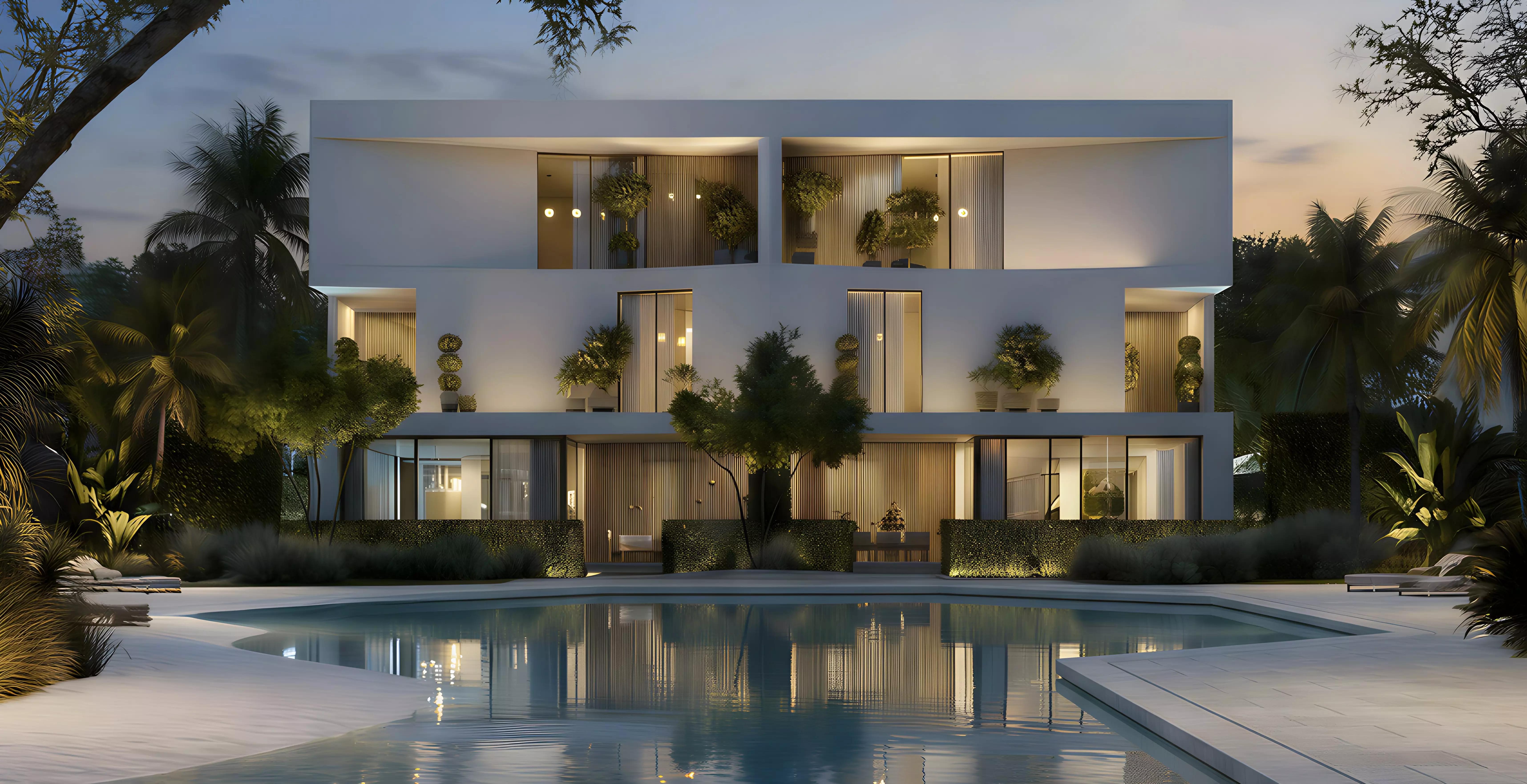 The Dune at Lunaya villa facade and driveway, Jebel Ali Village, Dubai