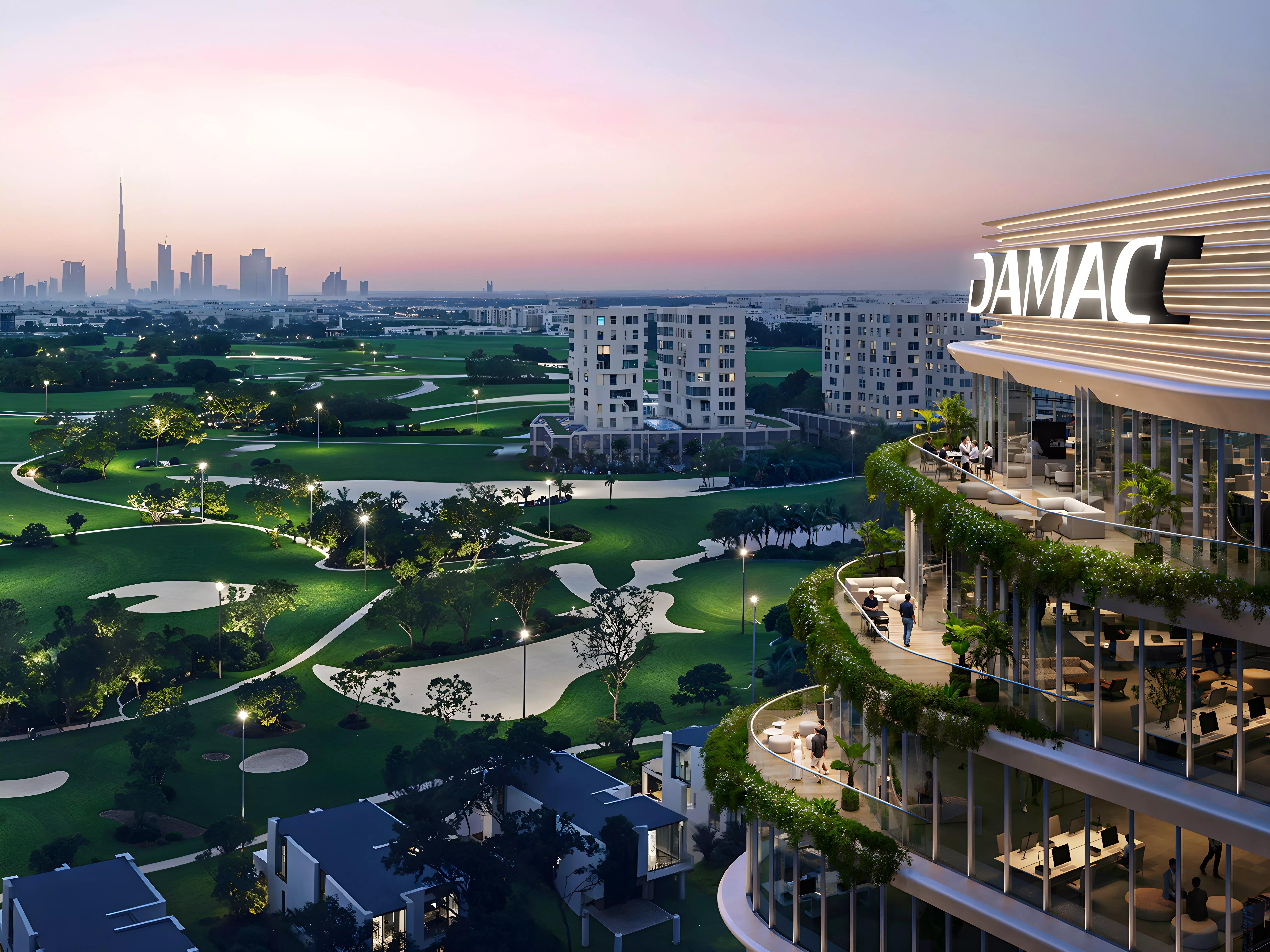 Damac District residential tower view, DAMAC Hills, Dubai