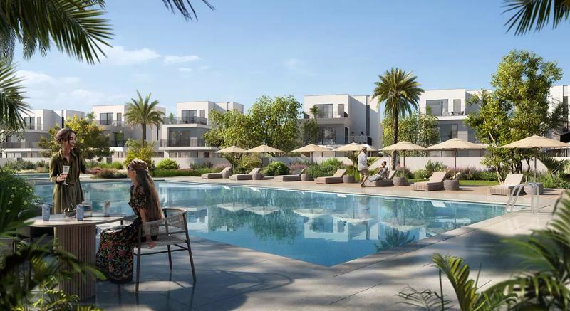 Golf Lane villa exterior with landscaped frontage, Emaar South, Dubai South