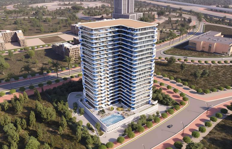 Samana Ibiza exterior facade view, Dubai Land Residence Complex