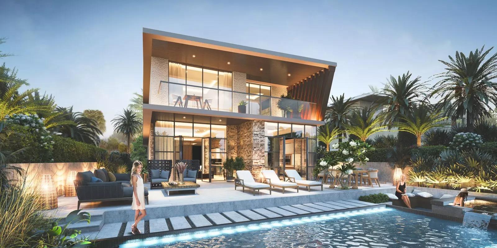 Malta townhouse bedroom with built-in wardrobes at DAMAC Lagoons, Dubai