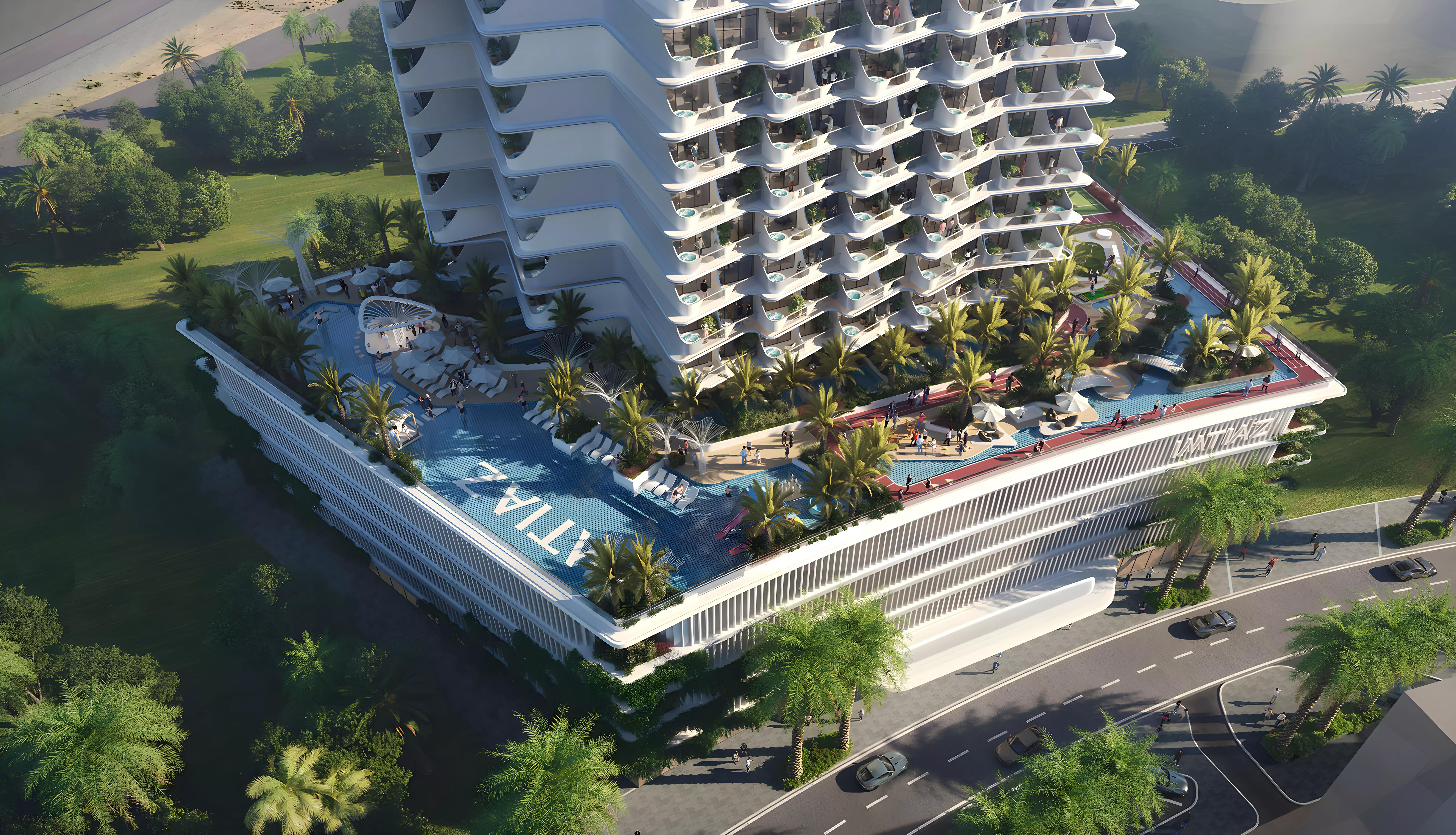 Cove Living Residence exterior building facade, Dubai Land Residence Complex