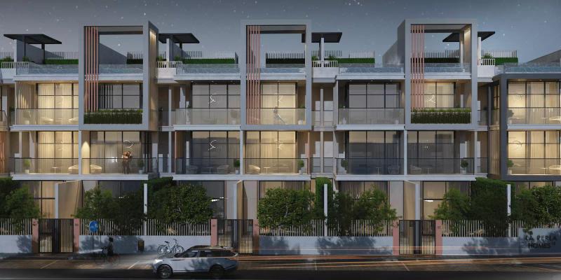 La Perla Homes 10 townhouse exterior facade in Jumeirah Village Circle, Dubai