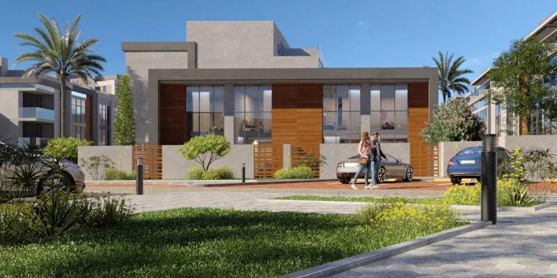 Verdana Phase 2 townhouse exterior with landscaped front garden, DIP, Dubai