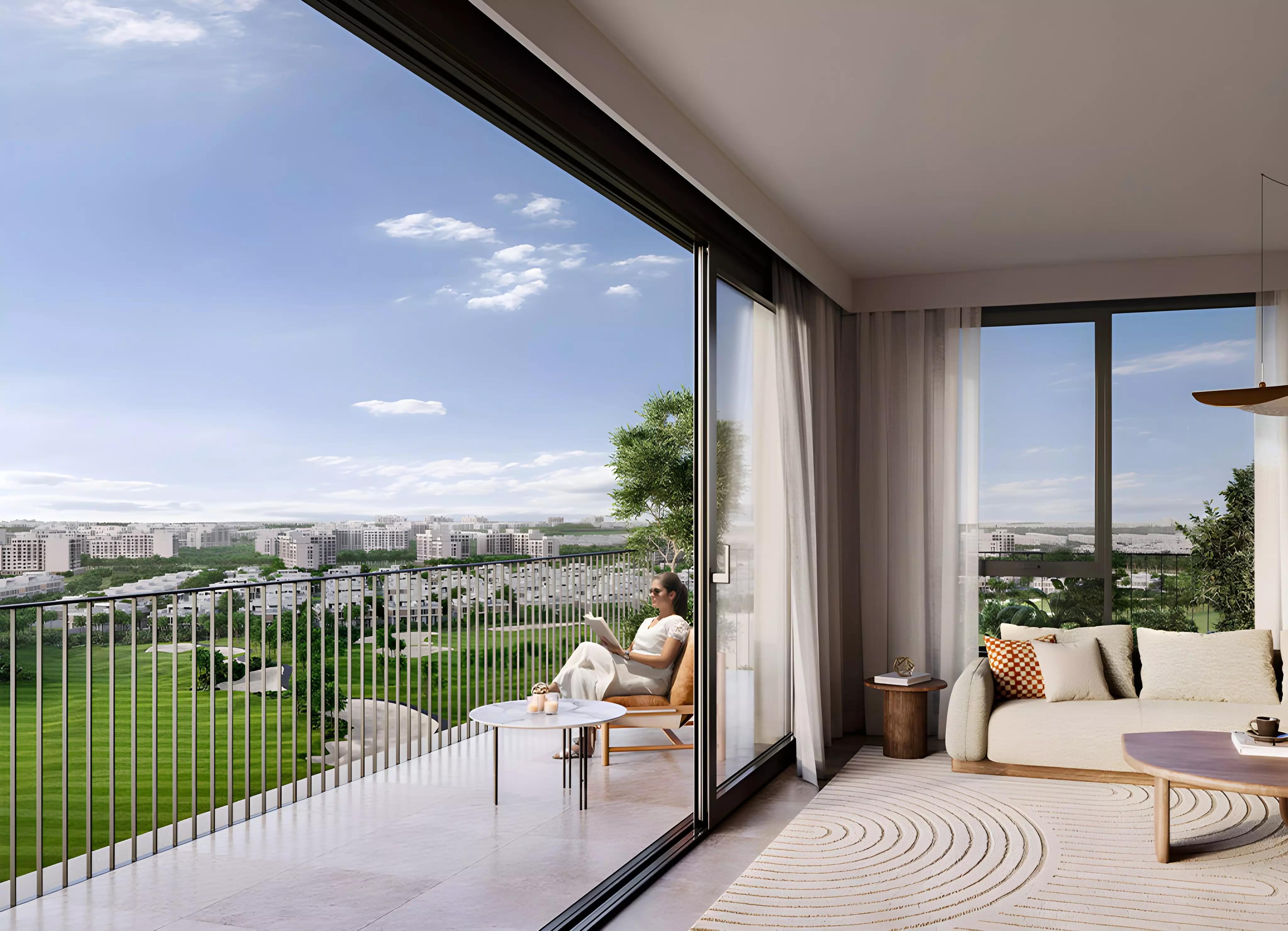 Golf Edge residential interior living space, Dubai South