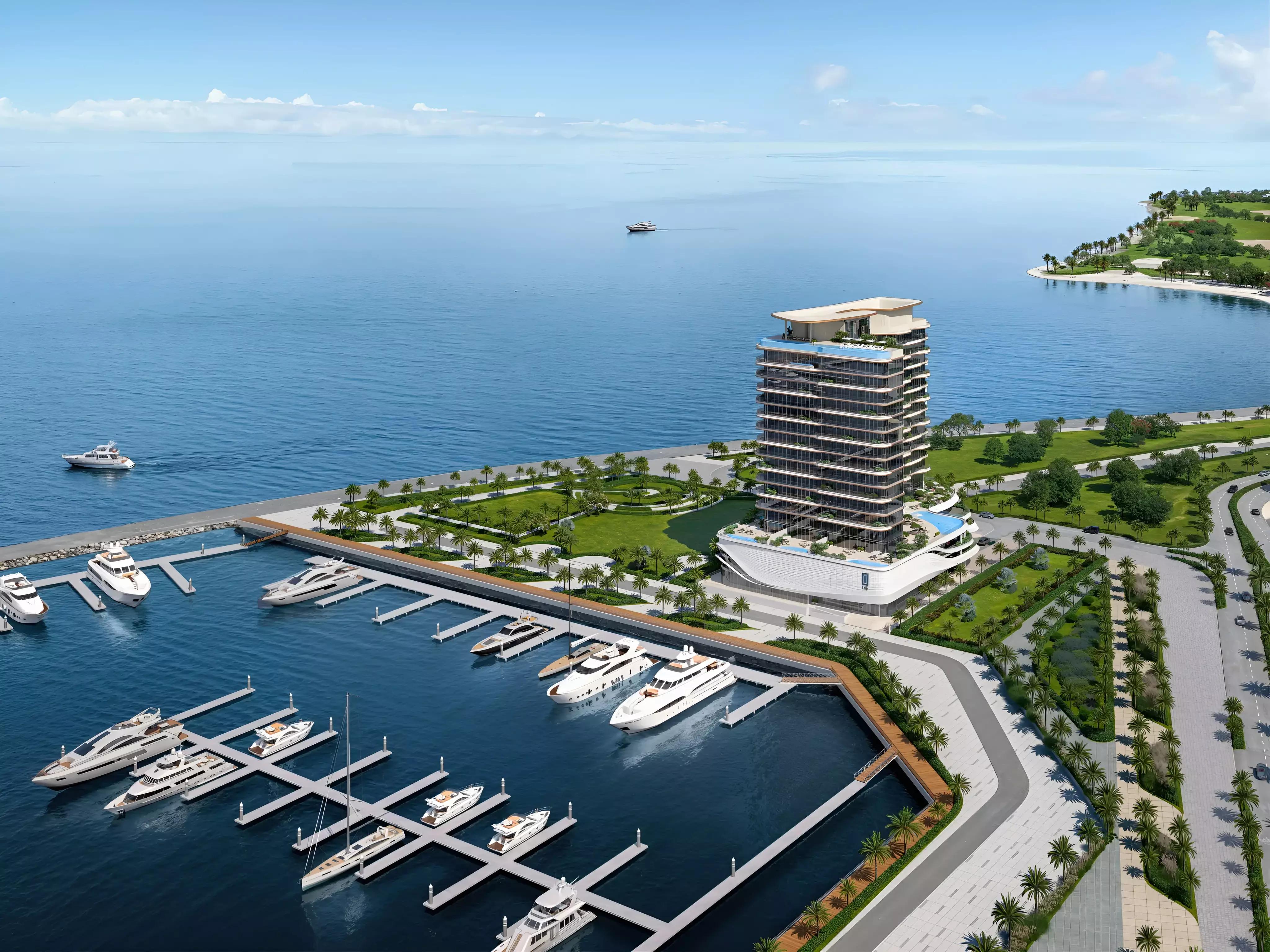 LIV Oceanside infinity pool deck overlooking the water, Dubai Islands