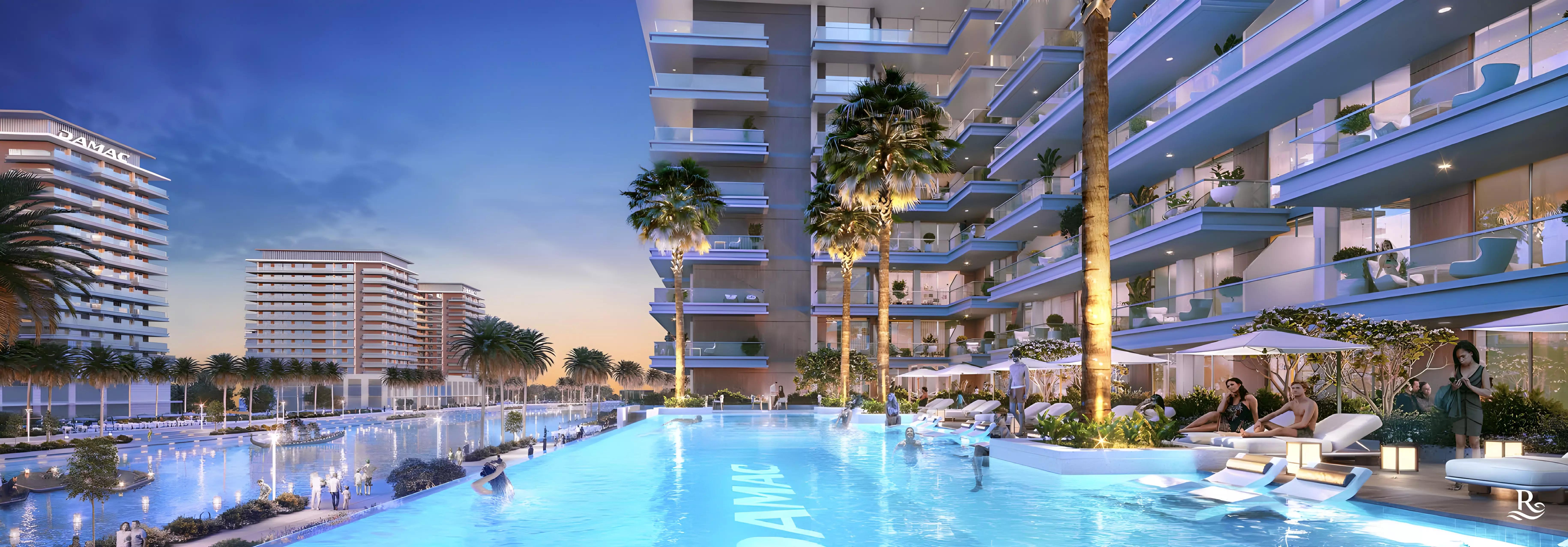 Olive townhouse living area interior, Damac Riverside, Dubai