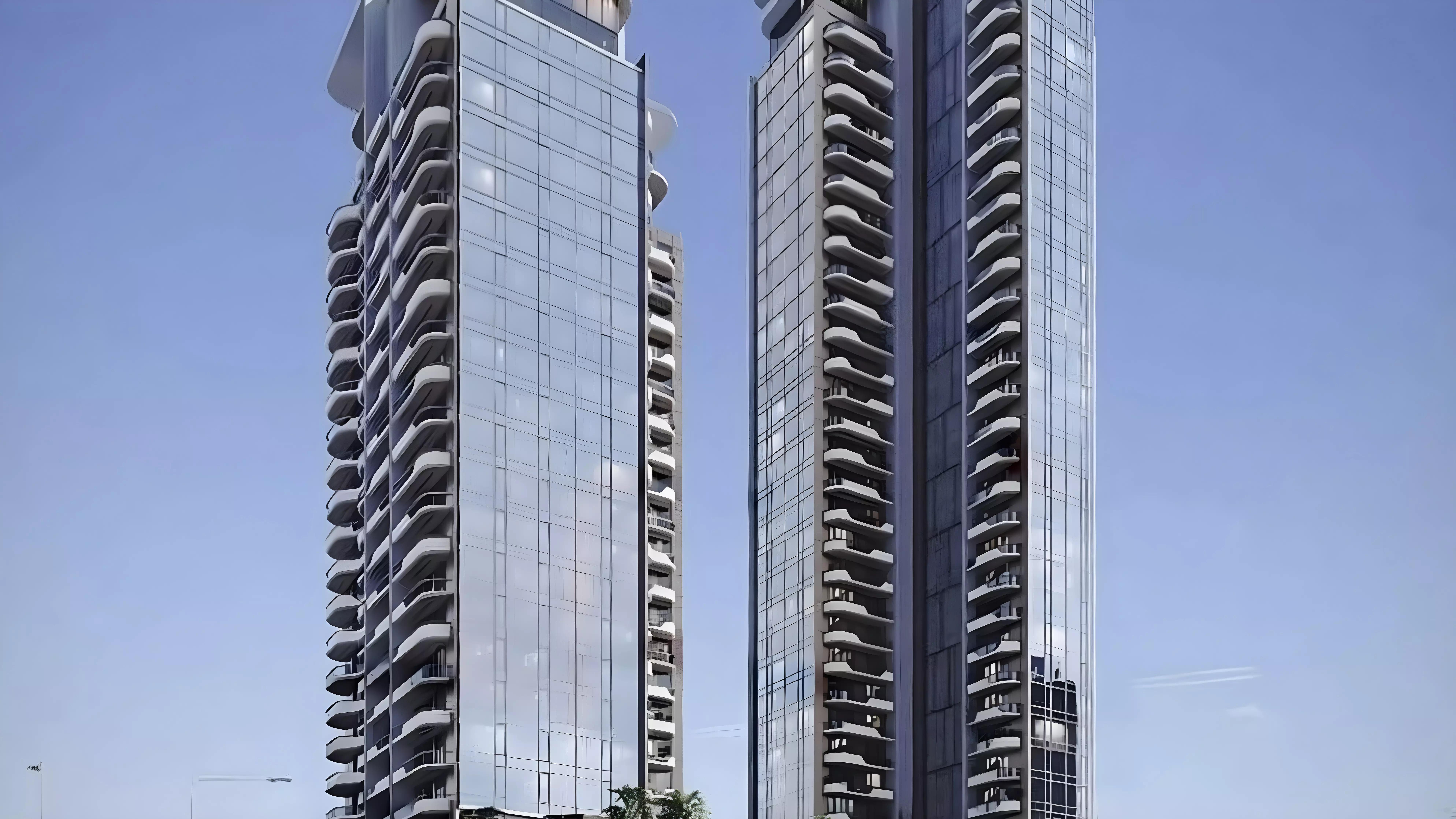 The Orchard Place Towers D&E exterior facade view, JVC, Dubai