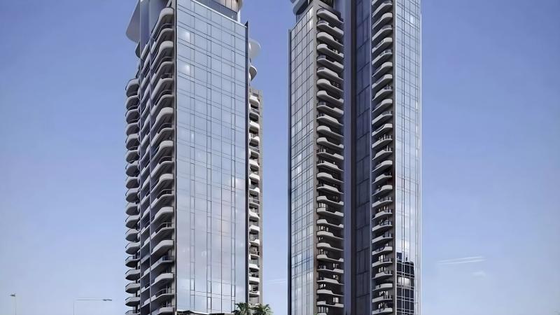 The Orchard Place Towers D&E exterior facade view, JVC, Dubai