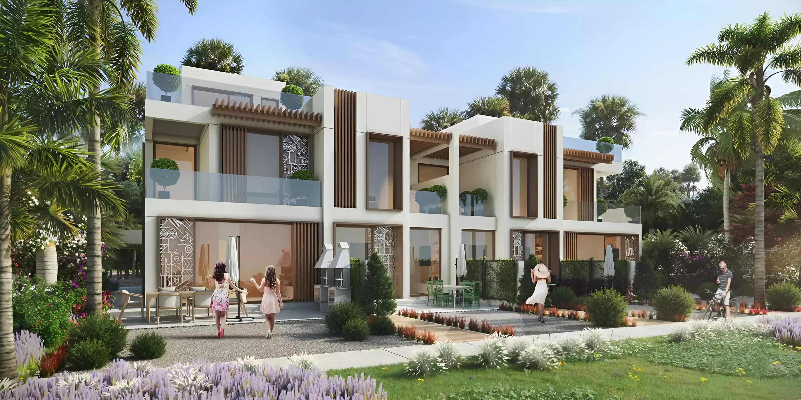 Marbella townhouse living area interior, DAMAC Lagoons, Dubai