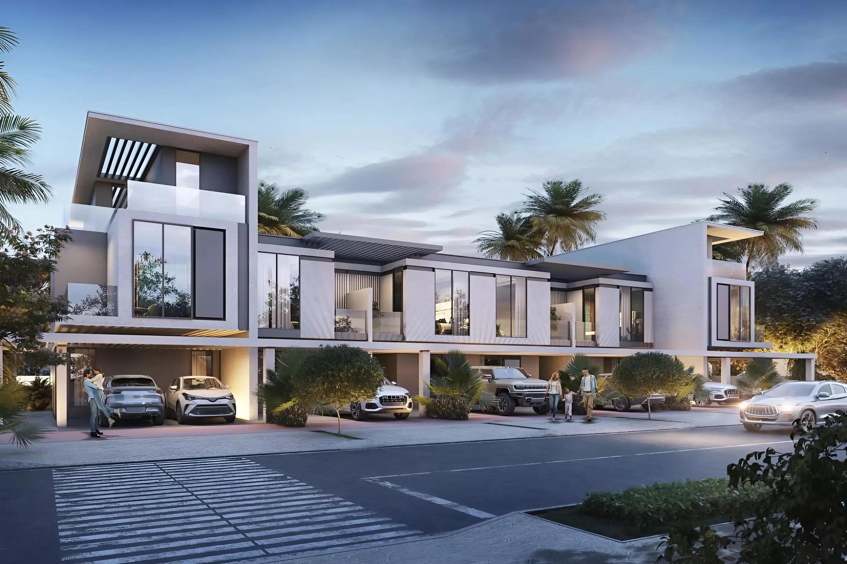 Seychelles villa cluster streetscape, DAMAC Islands, Dubai