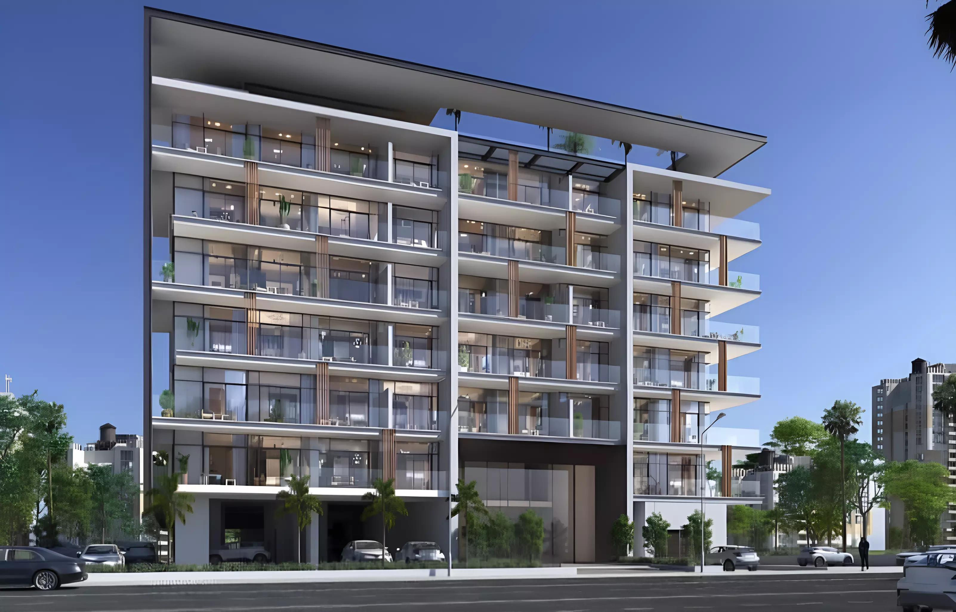 Gharbi 1 Residences exterior facade under construction in Arjan, Dubai