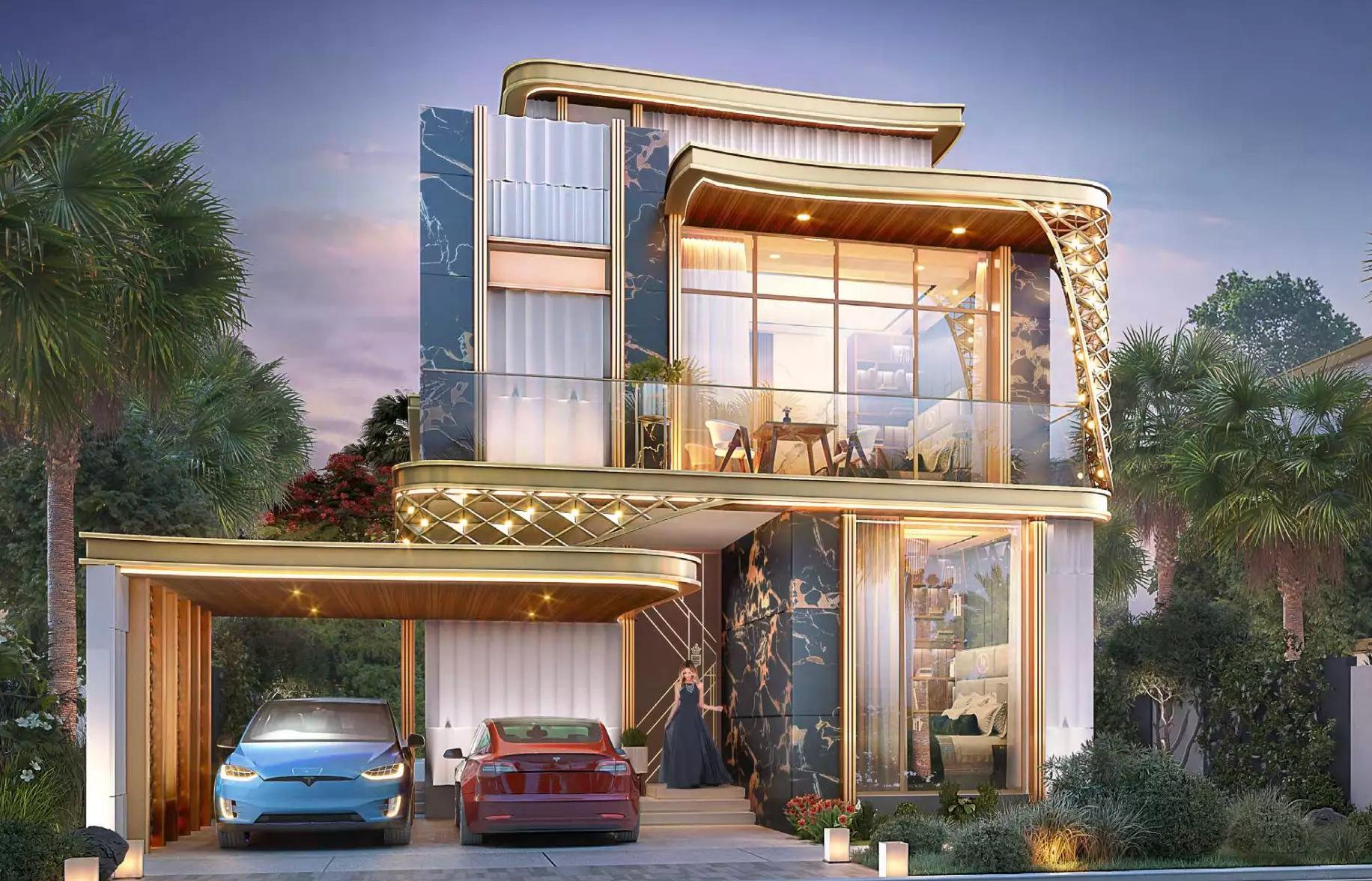Gems Estates Phase 2 villa garden and outdoor seating area, DAMAC Hills, Dubai