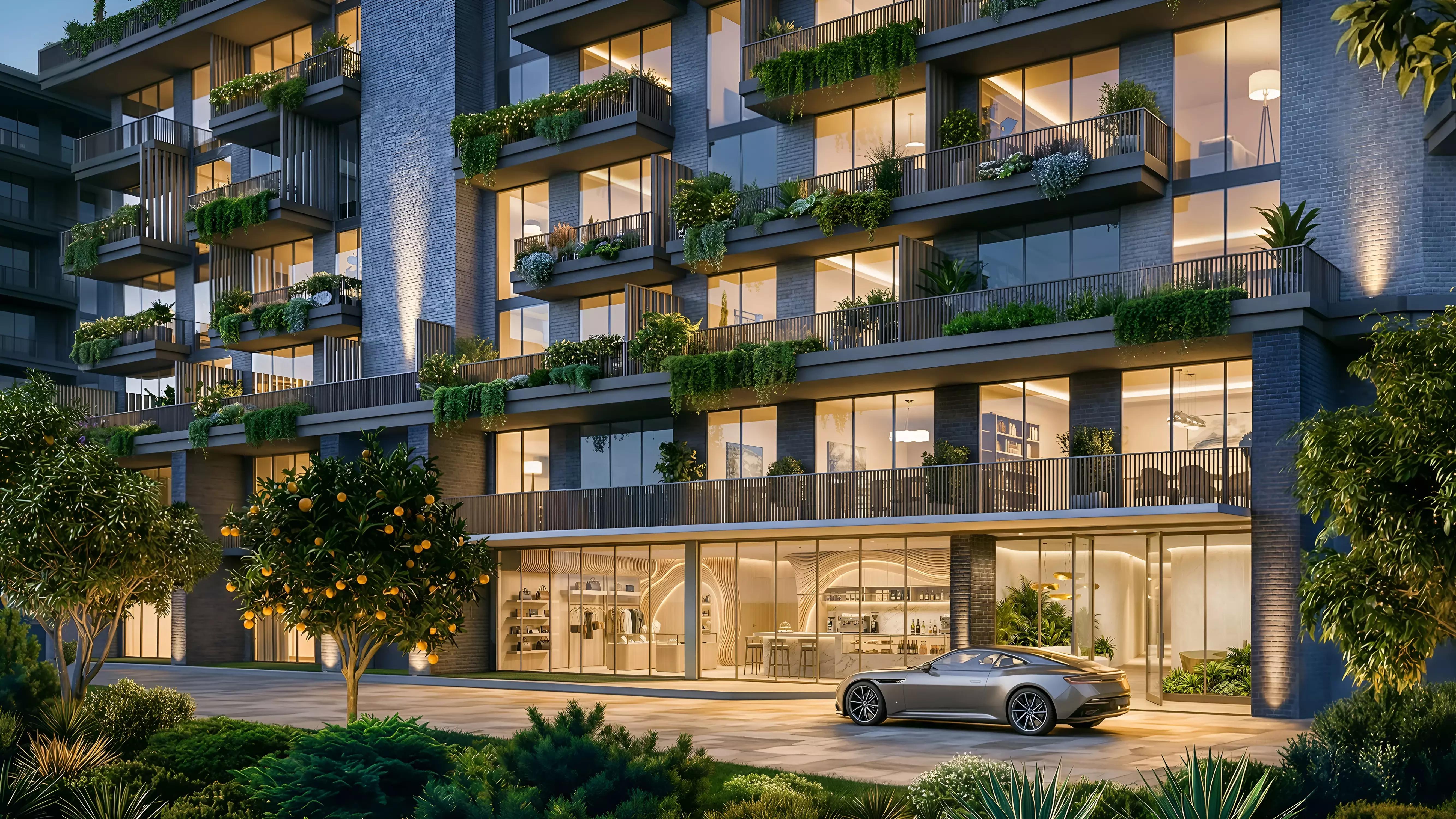 Arancia Yards residential tower exterior render, City of Arabia, Dubai